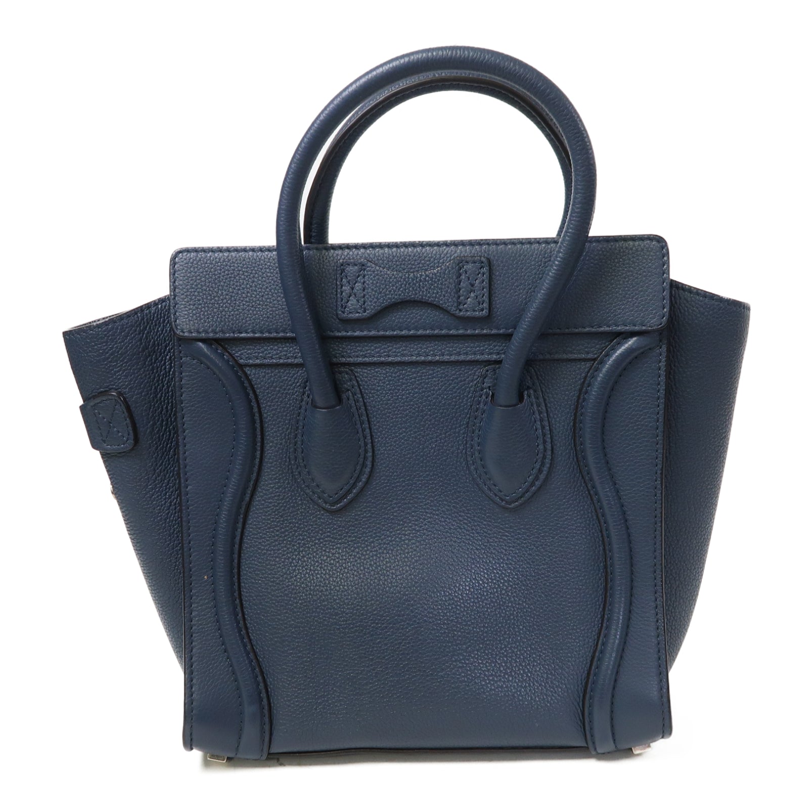 CELINE 牛皮皮革Luggage銀扣手挽袋藍色