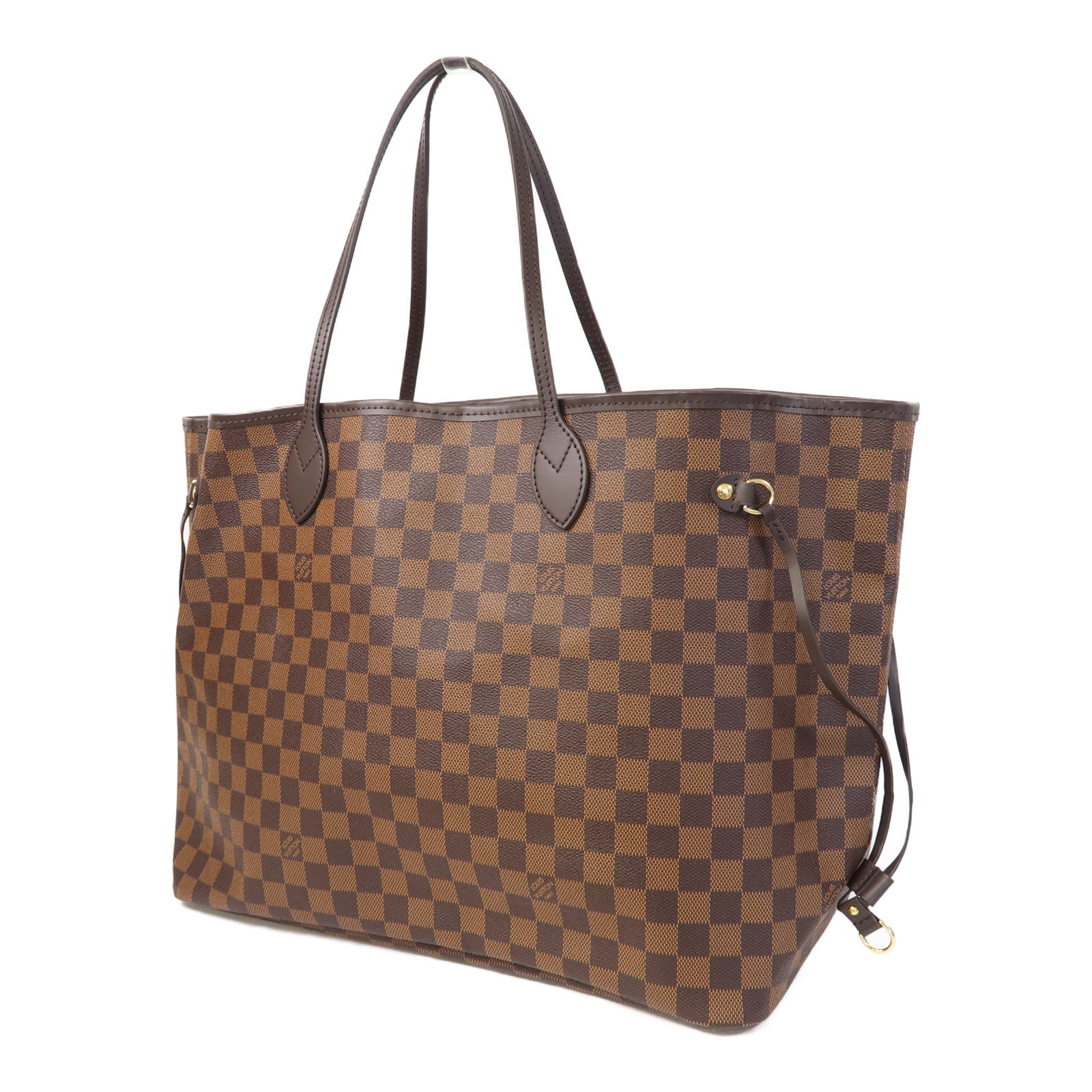 LOUIS VUITTON Damier Neverfull GM金扣手挽袋啡色