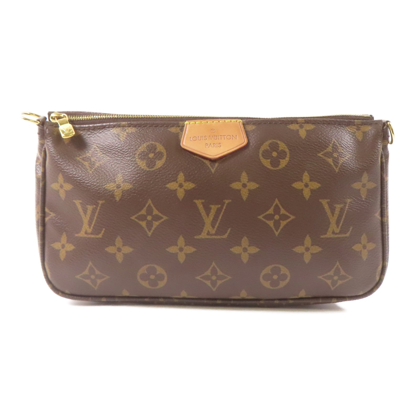 LOUIS VUITTON Monogram Multi Pochette Accessoires金扣肩背袋棕色