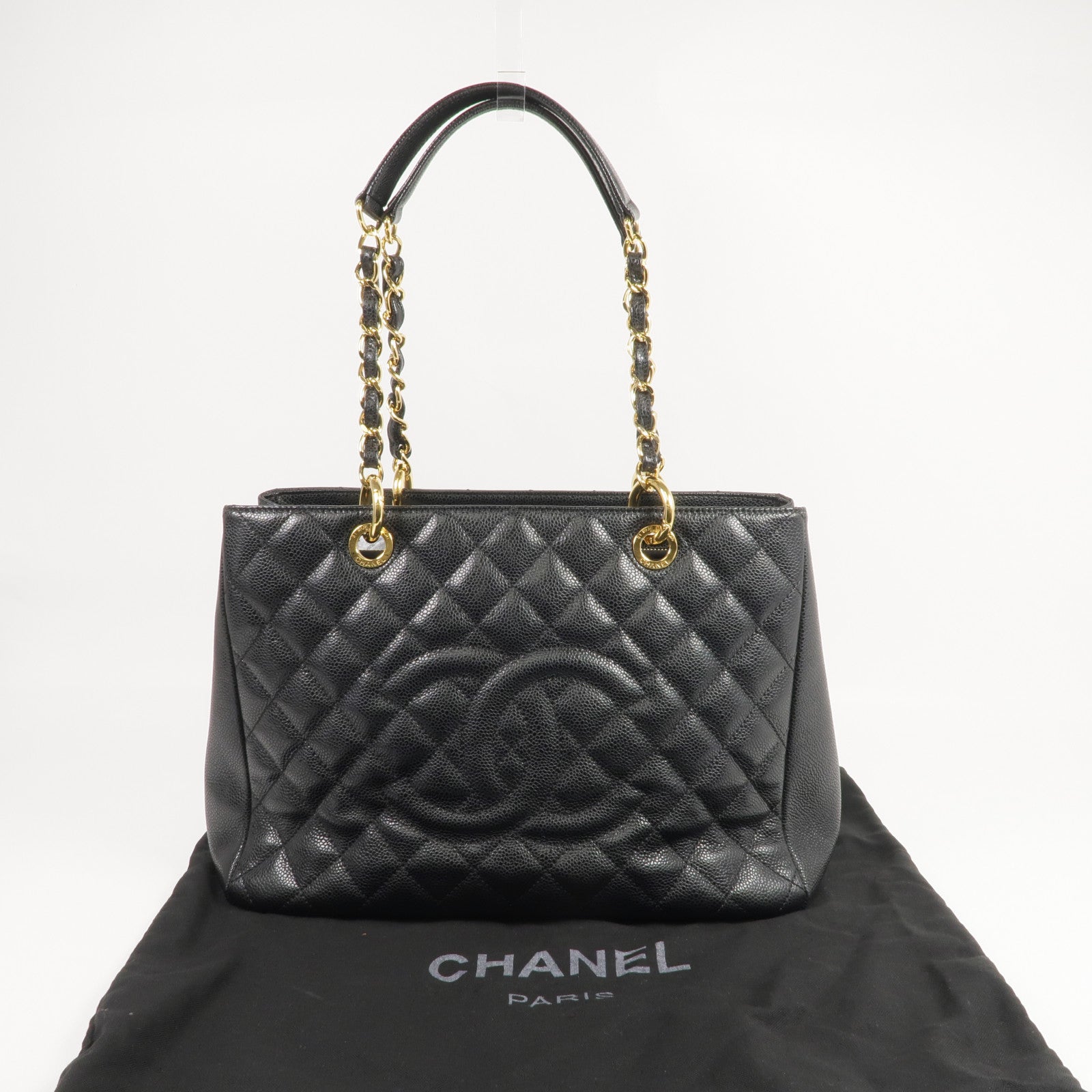 CHANEL 牛皮皮革GST Grand Shopping Tote金扣肩背袋/手挽袋