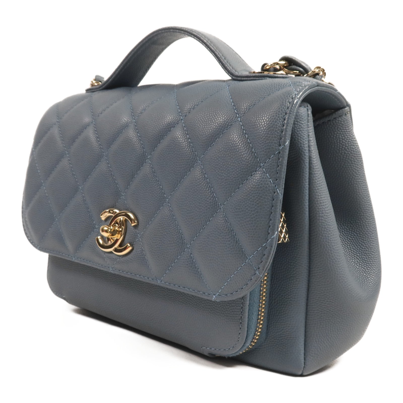 CHANEL 牛皮皮革Chain Shoulder金扣手挽肩背兩用袋