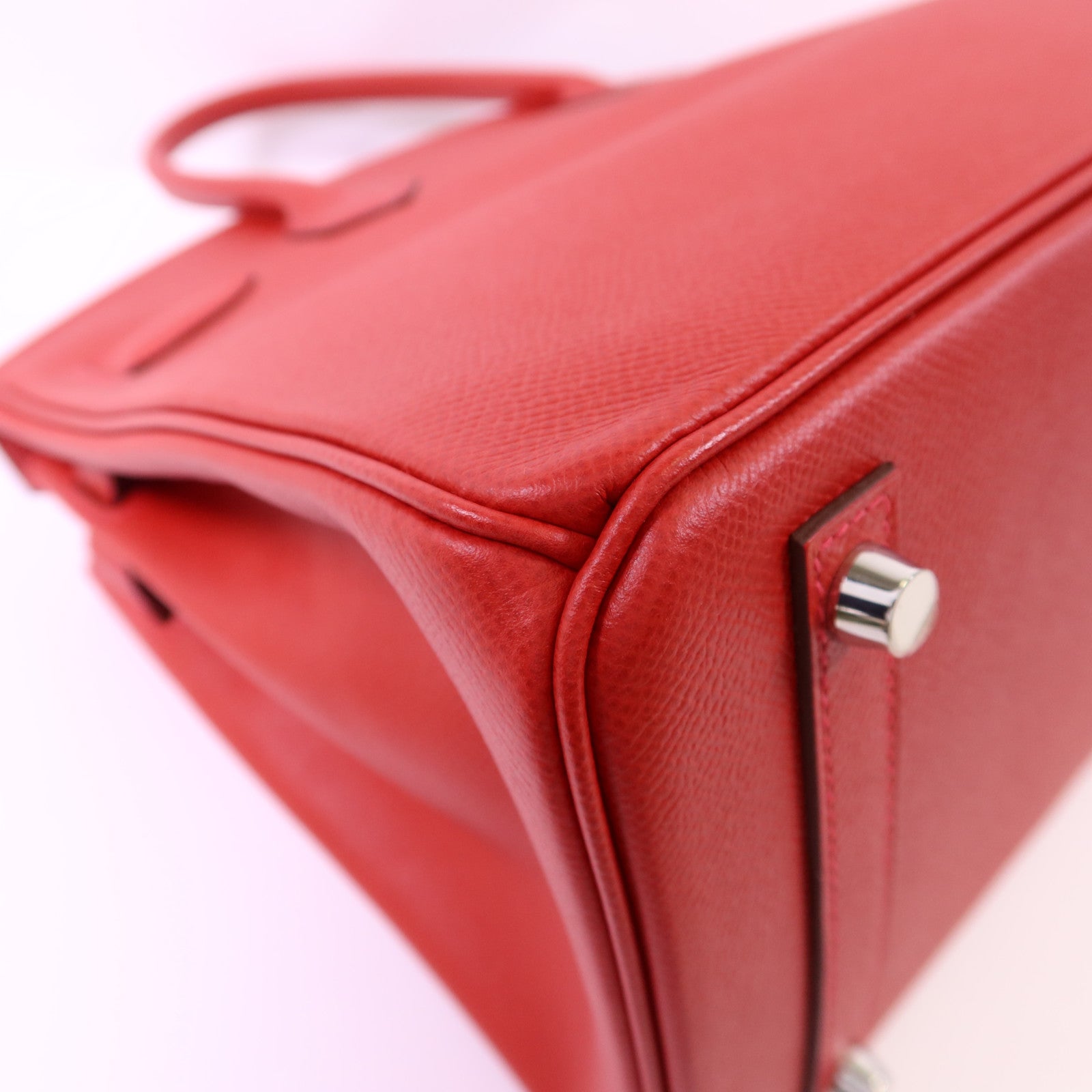 HERMES Epsom皮革Birkin 30銀扣手挽袋Rouge Casaque