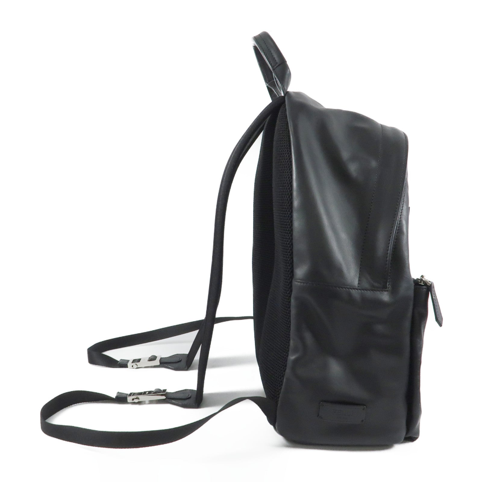 FENDI 牛皮皮革/鱷魚皮革Monster Backpack銀扣背包