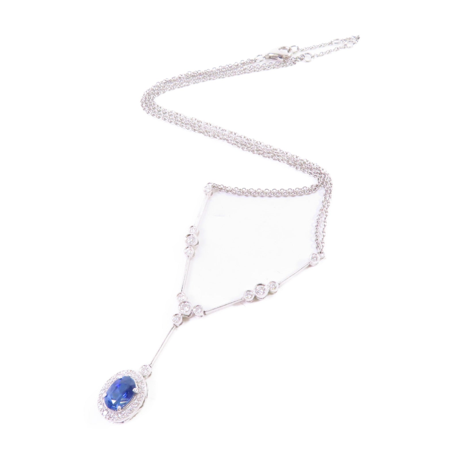 JEWELRY 18K白金/2.147ct藍寶石/0.70ct鑽石Sapphire/Diamond Necklace項鏈