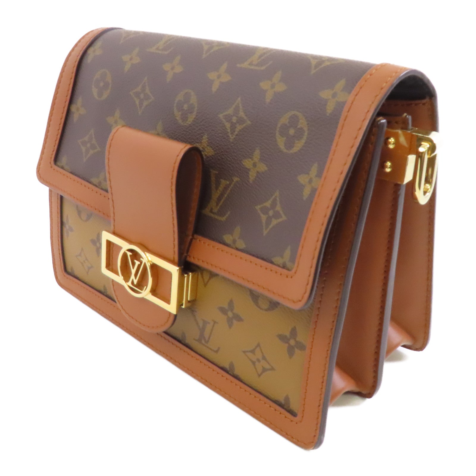 LOUIS VUITTON 【激減優惠】Monogram/Monogram Reverse Dauphine MM金扣手挽肩背兩用袋啡色