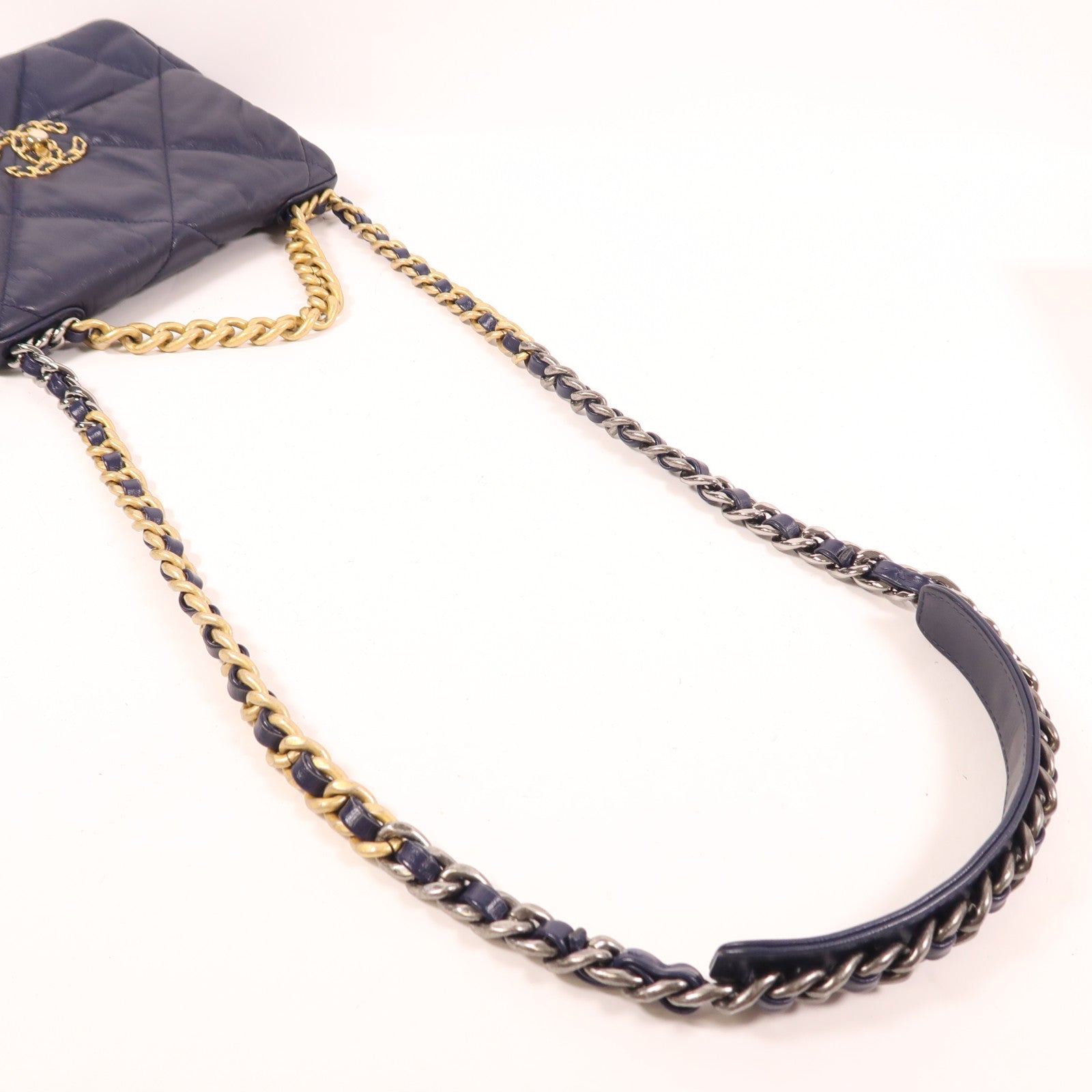 CHANEL 羊皮皮革C19 Small金扣鏈帶手挽肩背兩用袋