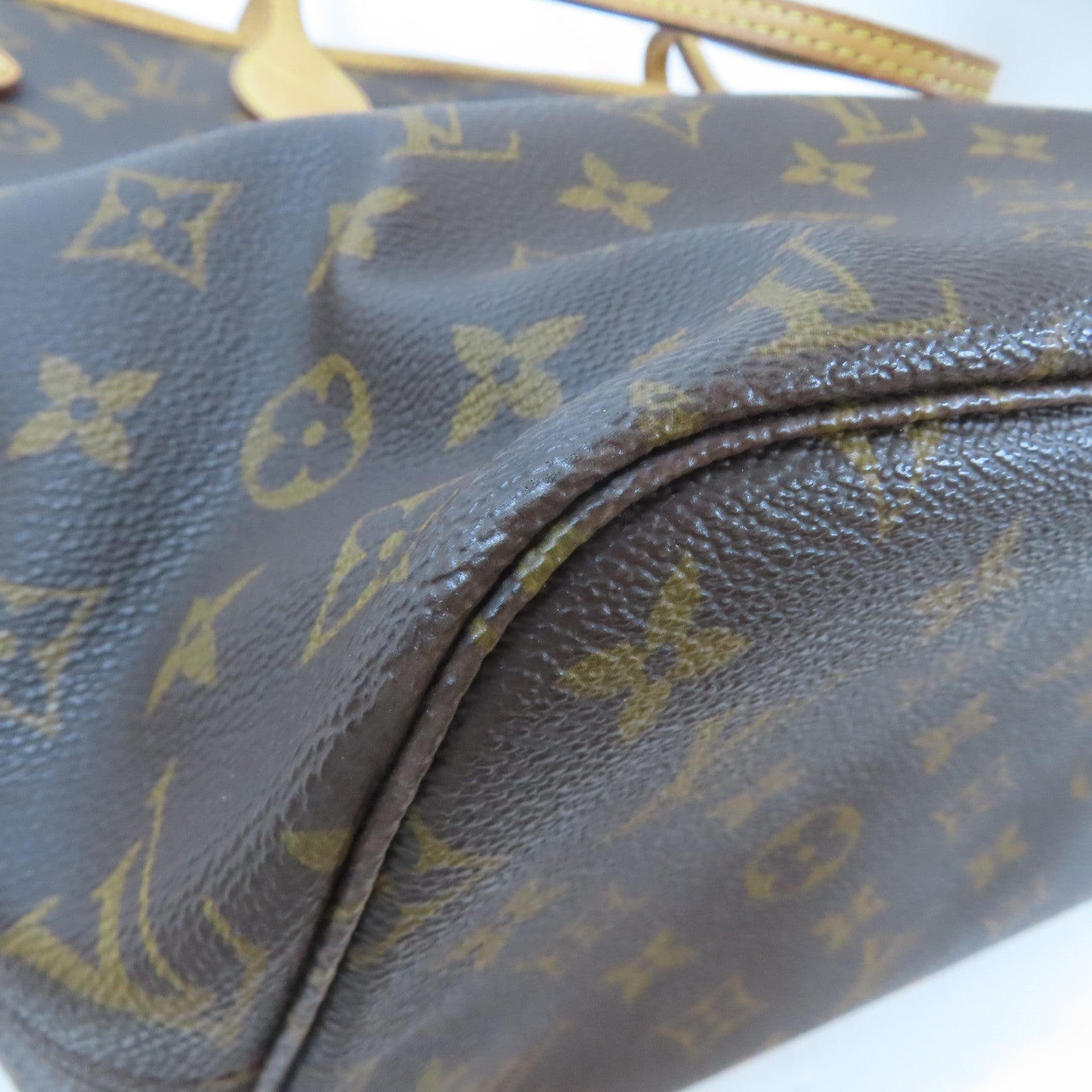 LOUIS VUITTON Monogram Neverfull MM金扣手挽袋啡色