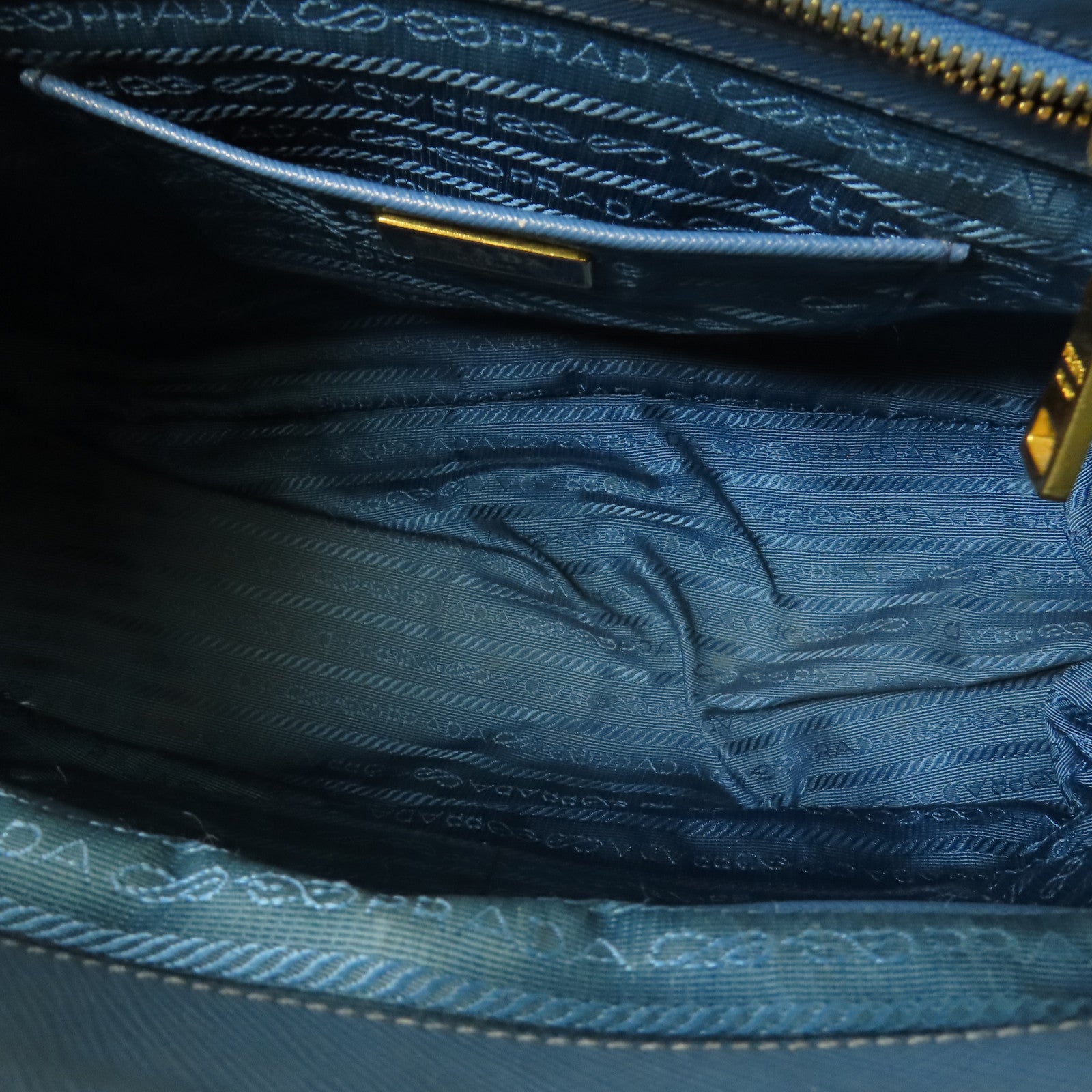 PRADA Galleria 2 Way Shoulder Hand Bag BN2274 Saffiano Leather Blue