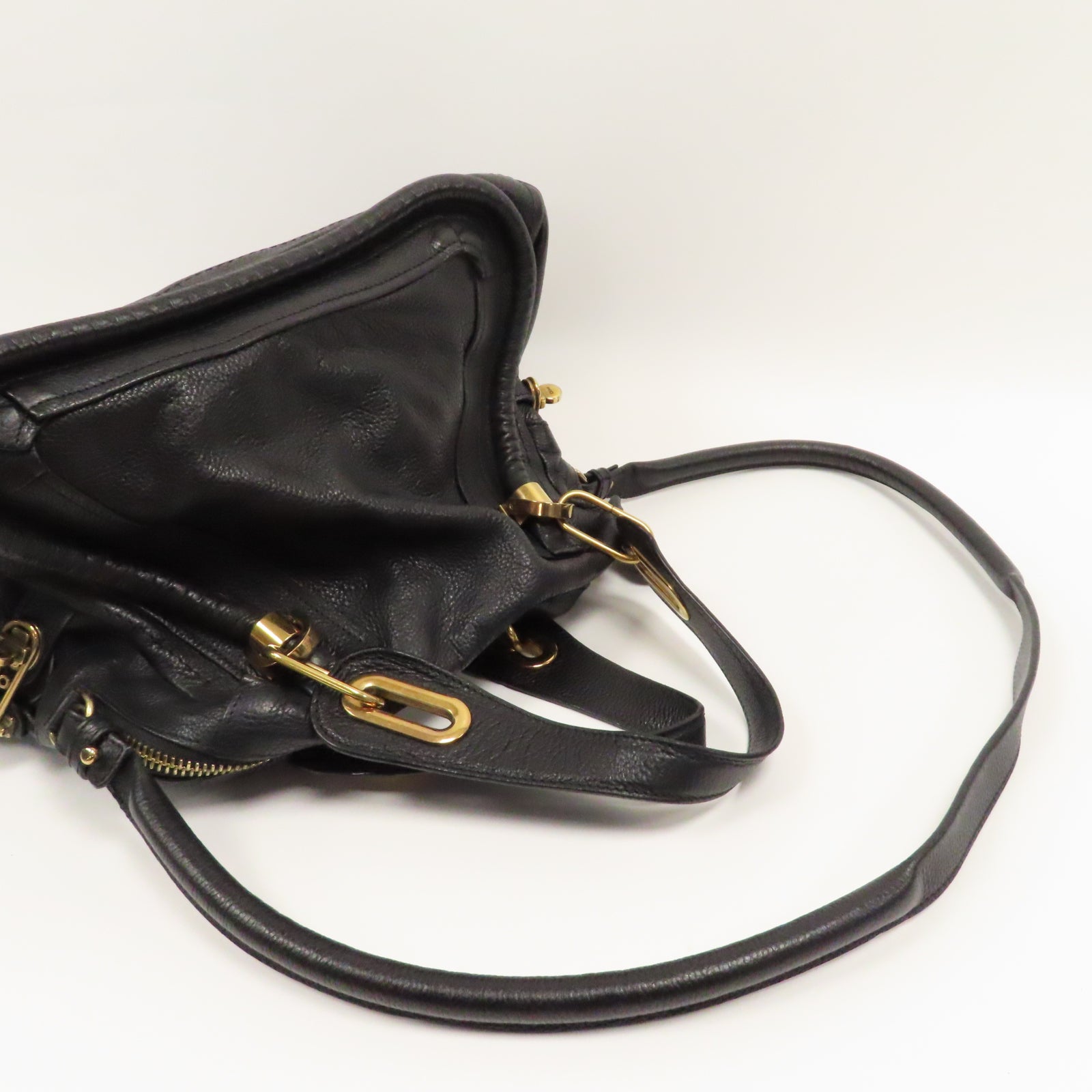 Chloe 【激減優惠】牛皮皮革Shoulder Bag金扣手挽肩背兩用袋黑色