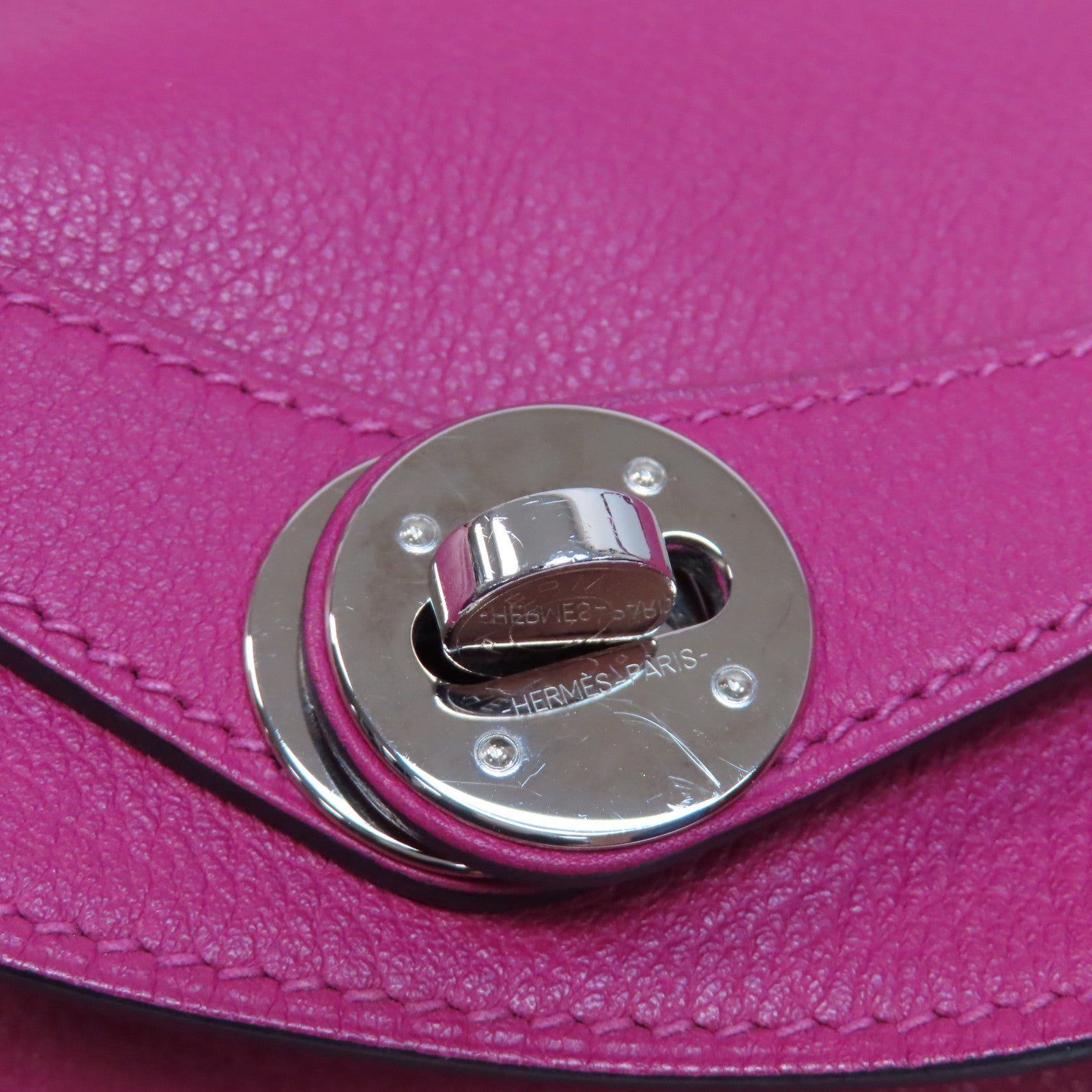 HERMES Evercolor皮革Lindy 26銀扣手挽肩背兩用袋Rose Purple/桃紫色