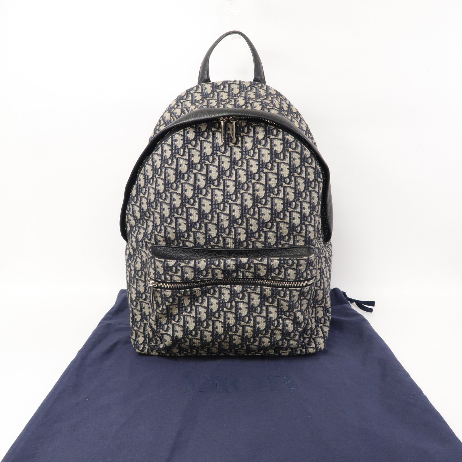Dior 帆布Rider Backpack銀扣背包藍色