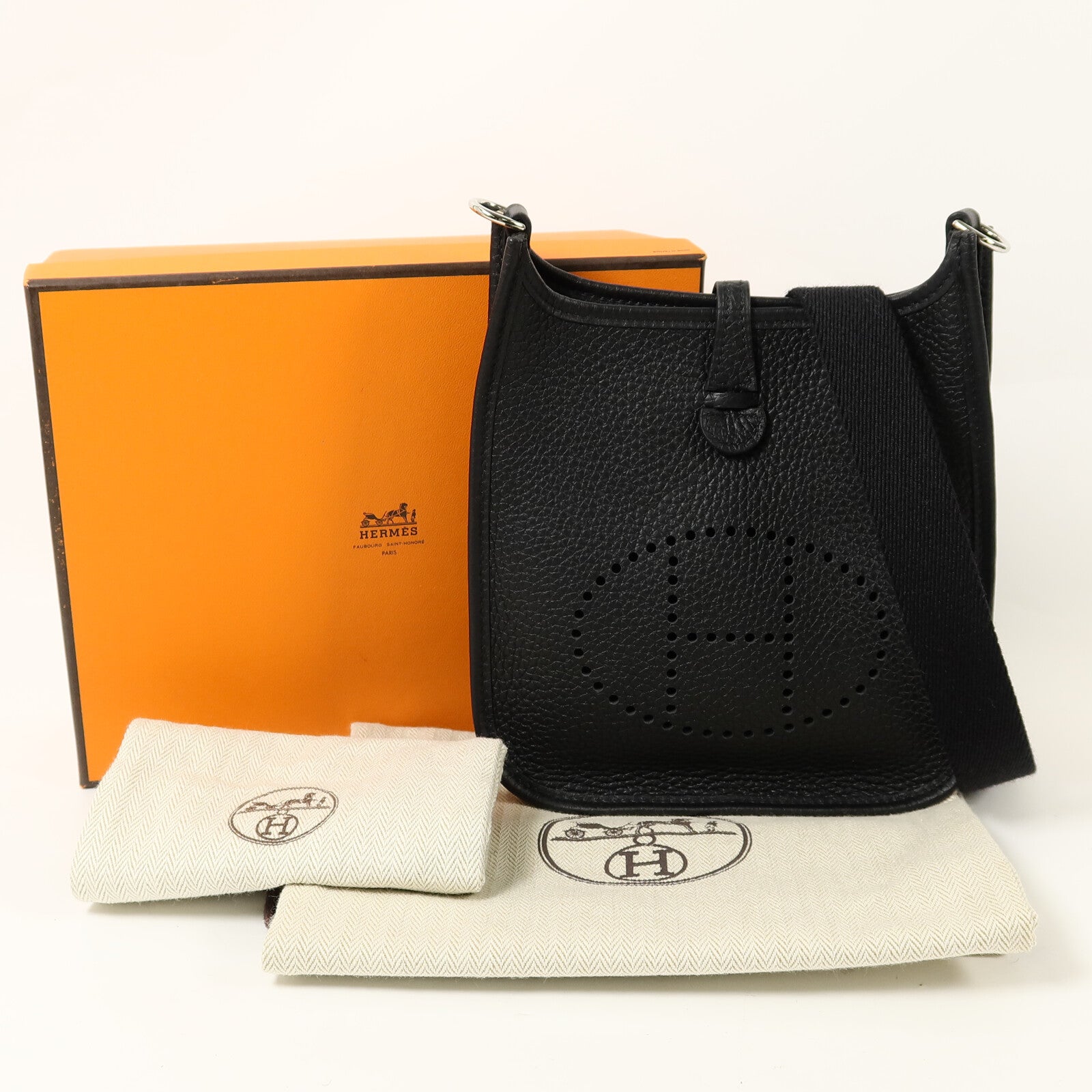 HERMES Clemence皮革Evelyne TPM肩背袋Noir
