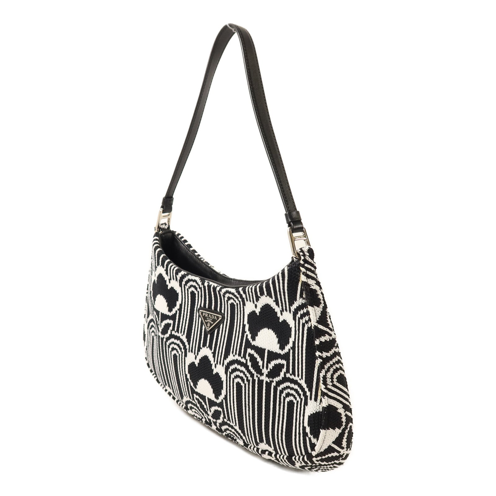 PRADA 針織布料Cleo Shoulder Bag銀扣肩背袋