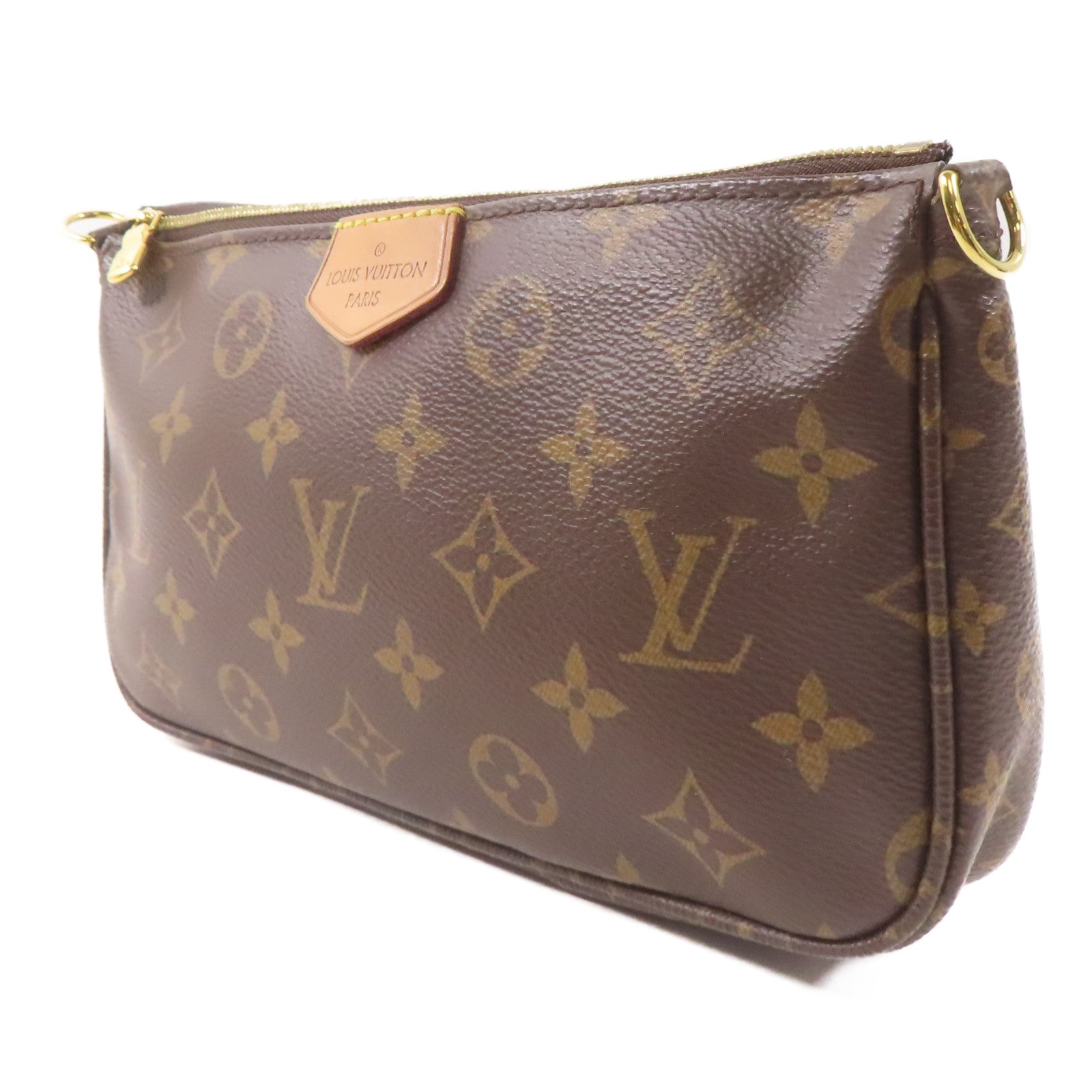 LOUIS VUITTON Monogram Multi Pochette Accessoires金扣肩背袋棕色