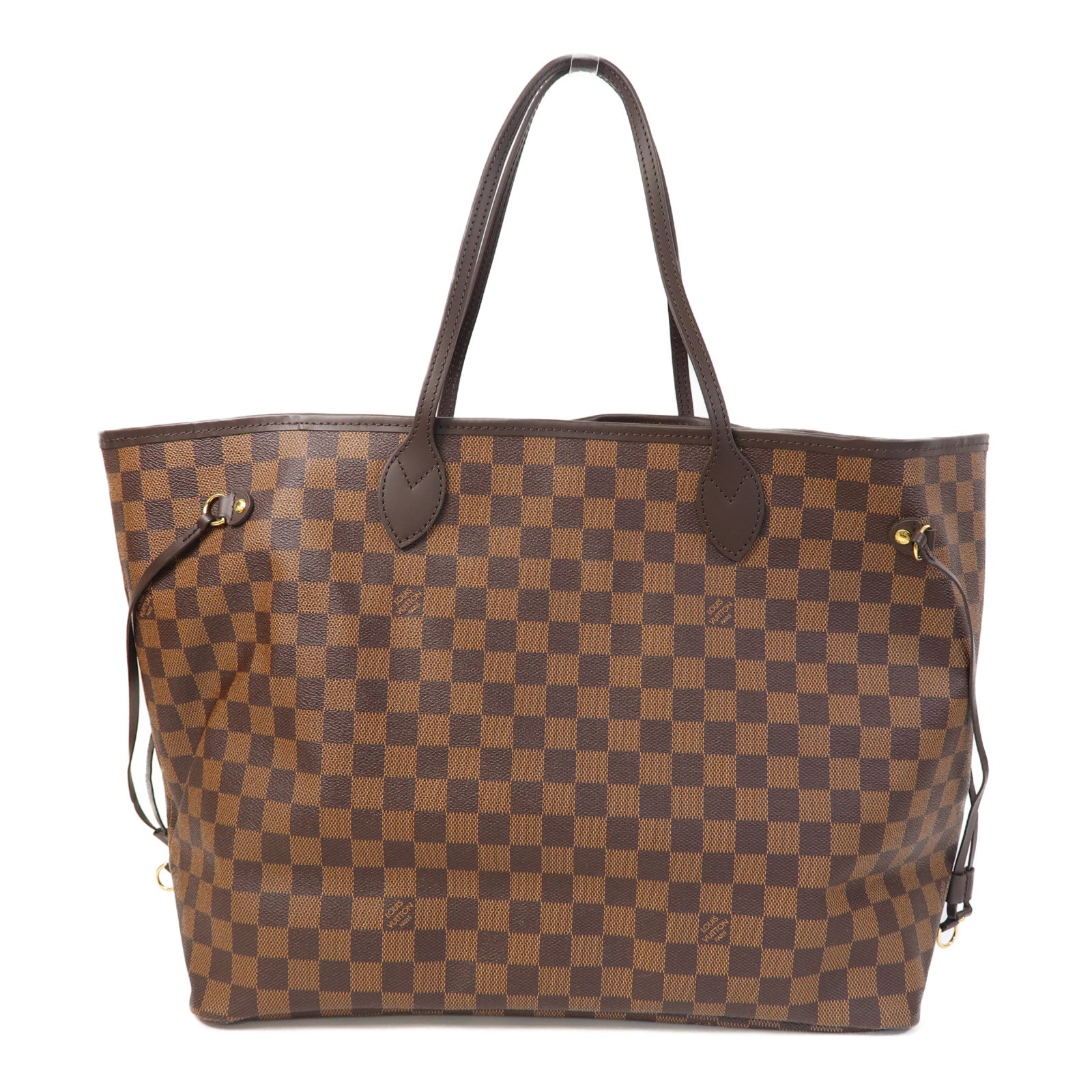 LOUIS VUITTON Damier Neverfull GM金扣手挽袋啡色