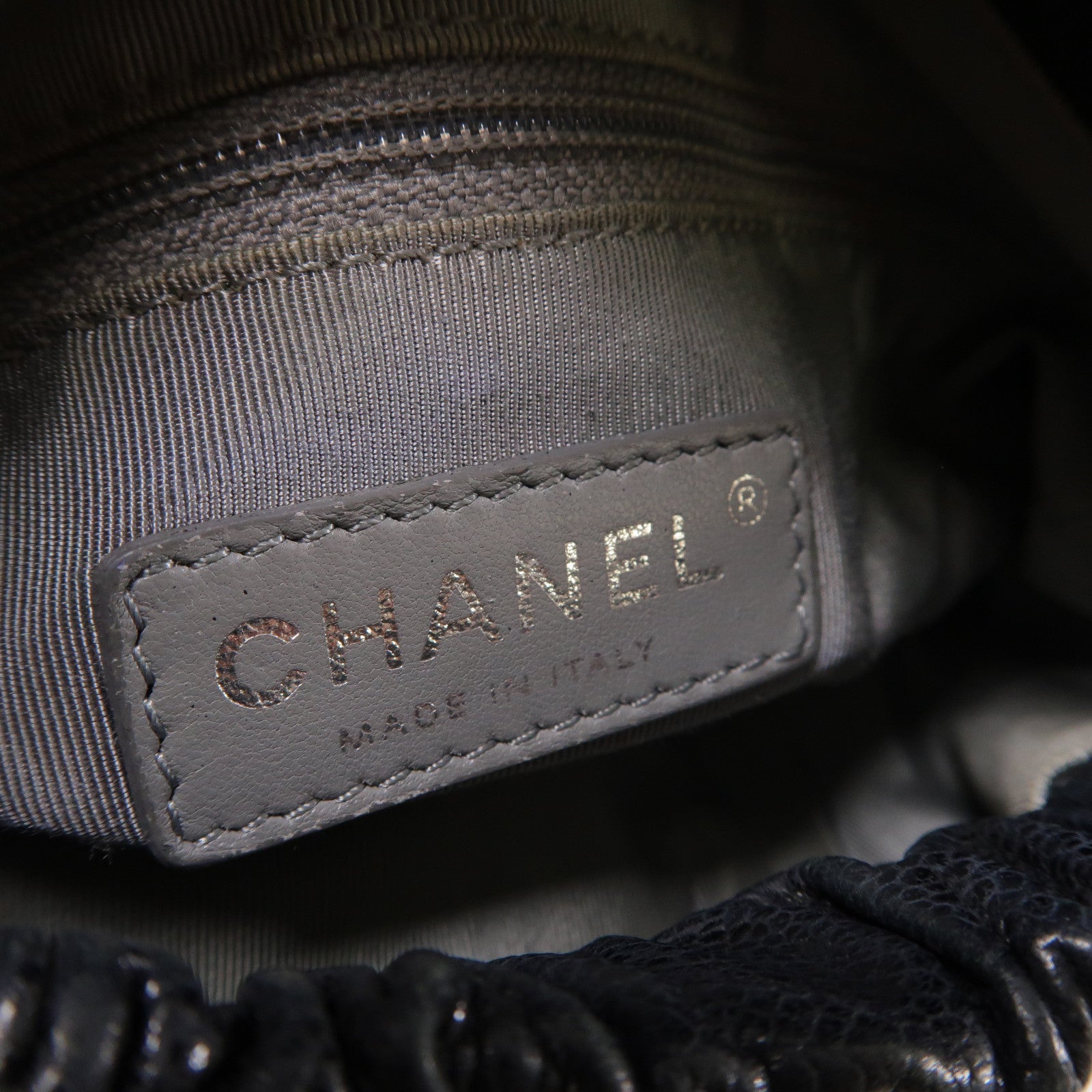 CHANEL 菱格牛皮皮革Chain Shoulder銀扣鏈帶肩背袋黑色