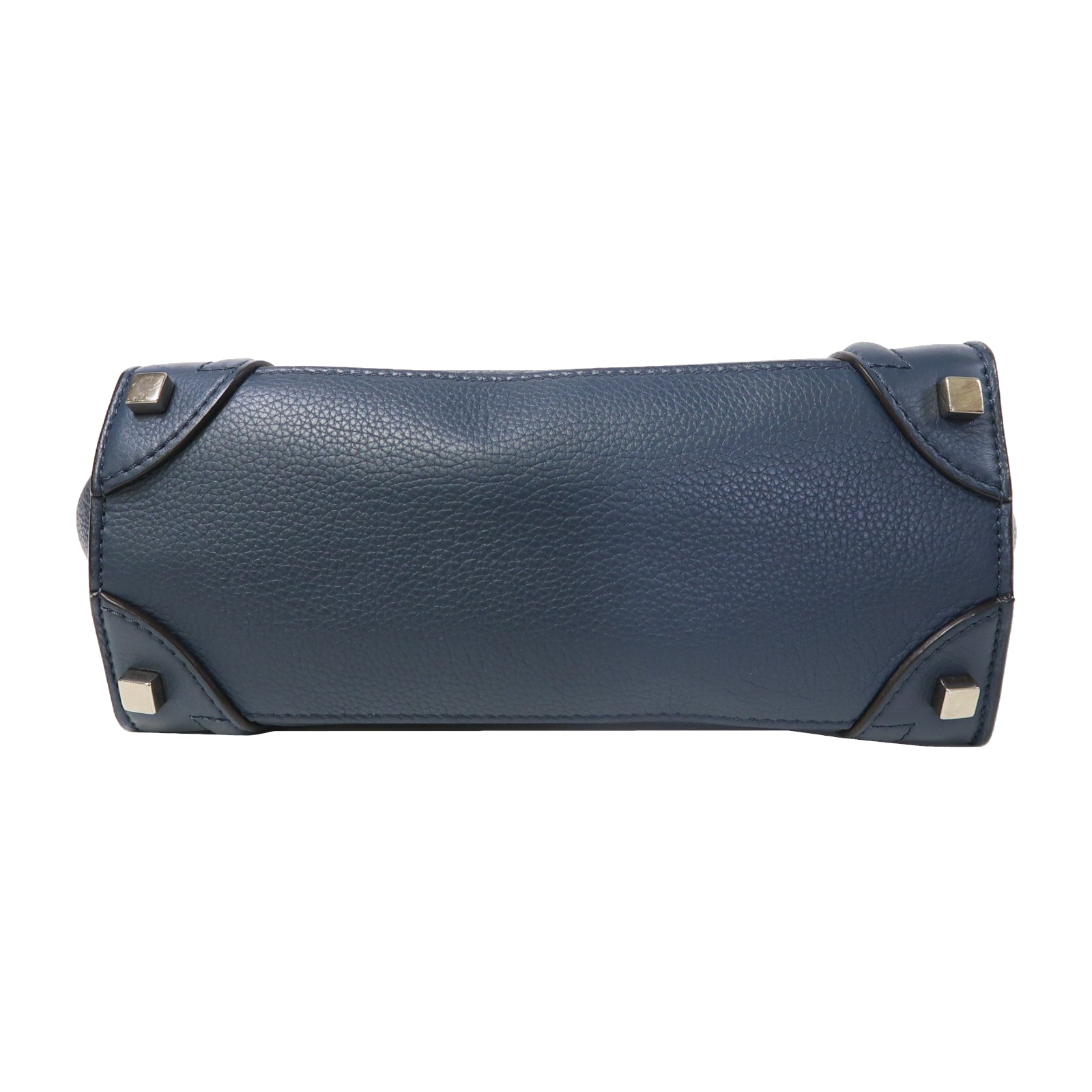 CELINE 牛皮皮革Luggage銀扣手挽袋藍色