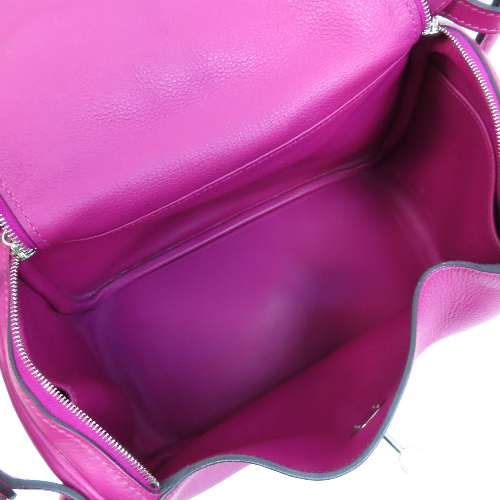 HERMES Evercolor皮革Lindy 26銀扣手挽肩背兩用袋Rose Purple/桃紫色