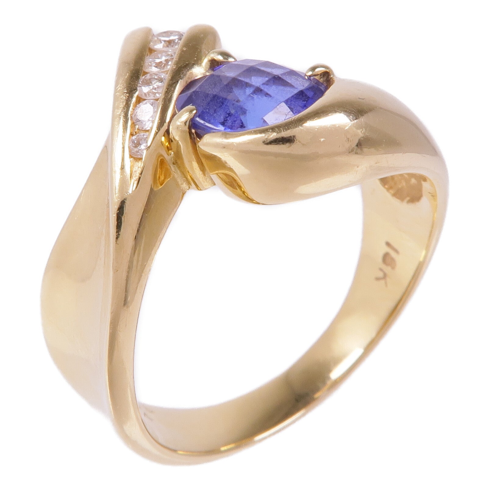 JEWELRY 18K黃金Tanzanite Diamond Ring坦桑石/鑽石戒指US#9.5
