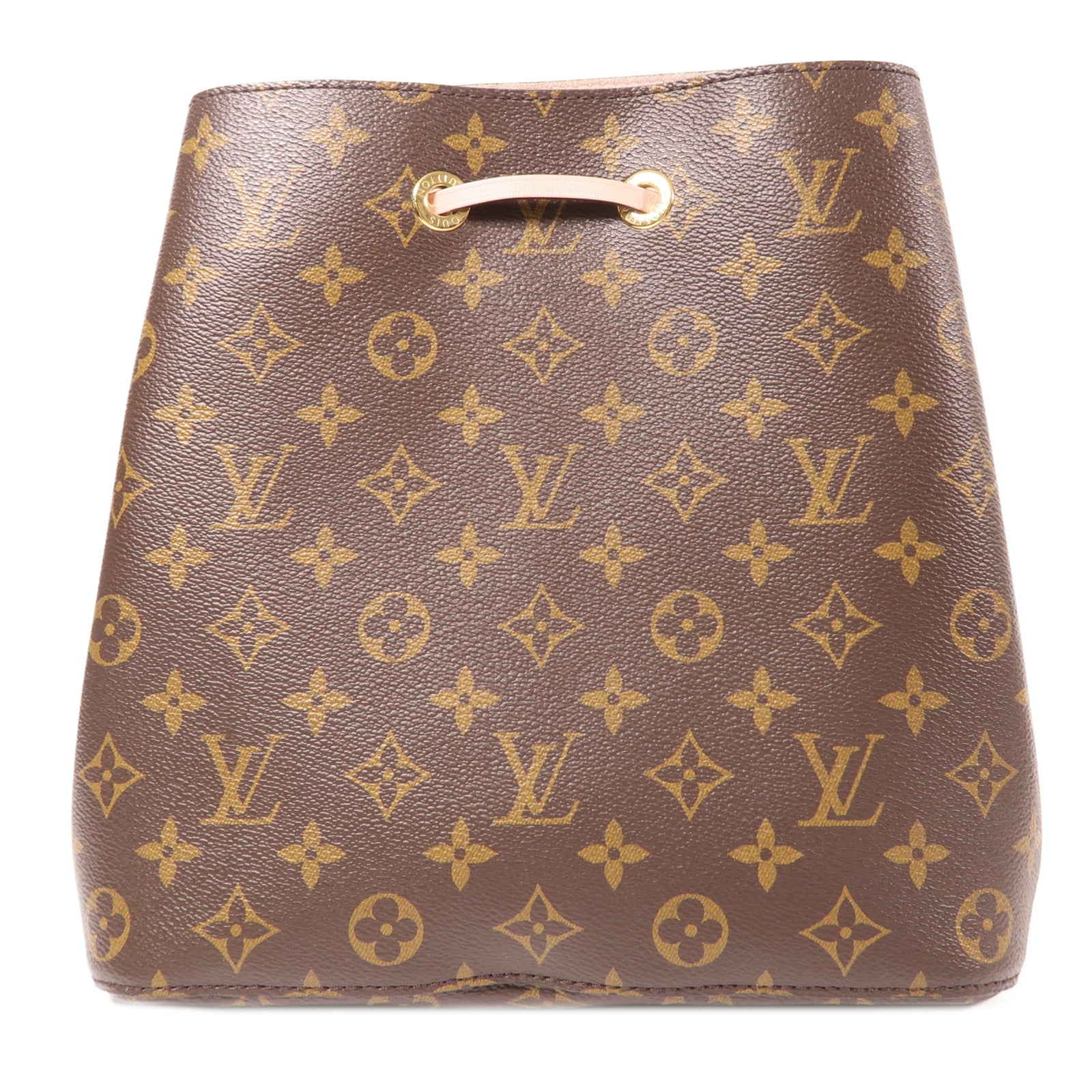 LOUIS VUITTON Monogram NeoNoe MM金扣肩背袋棕色/粉紅色