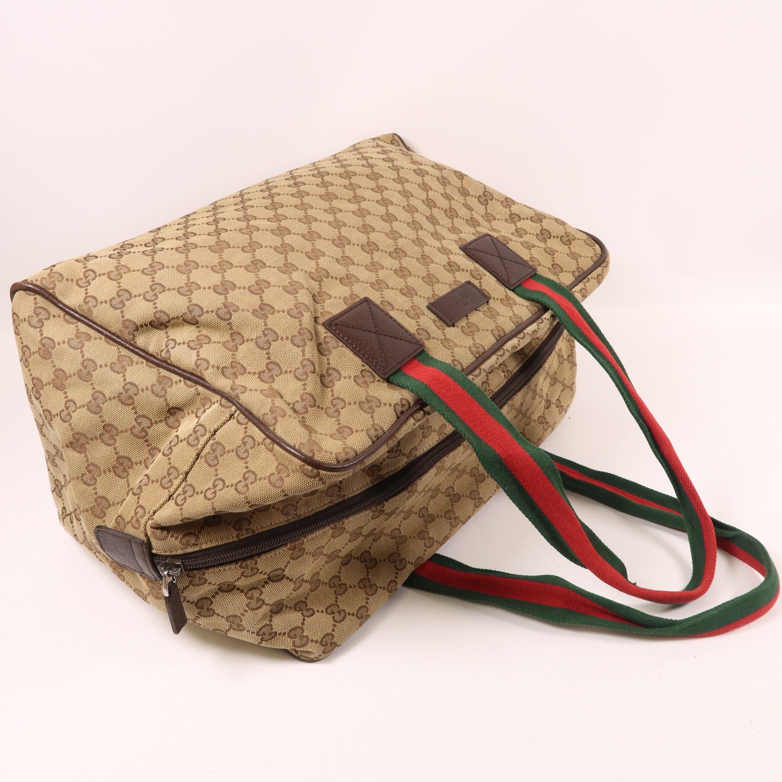 GUCCI 帆布GG Boston Bag波士頓包棕色