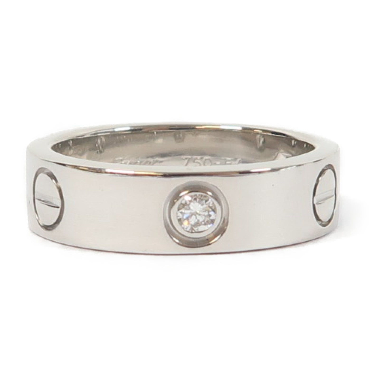CARTIER 18K白金Love Ring 3 Diamonds鑽石戒指銀色US#6.75