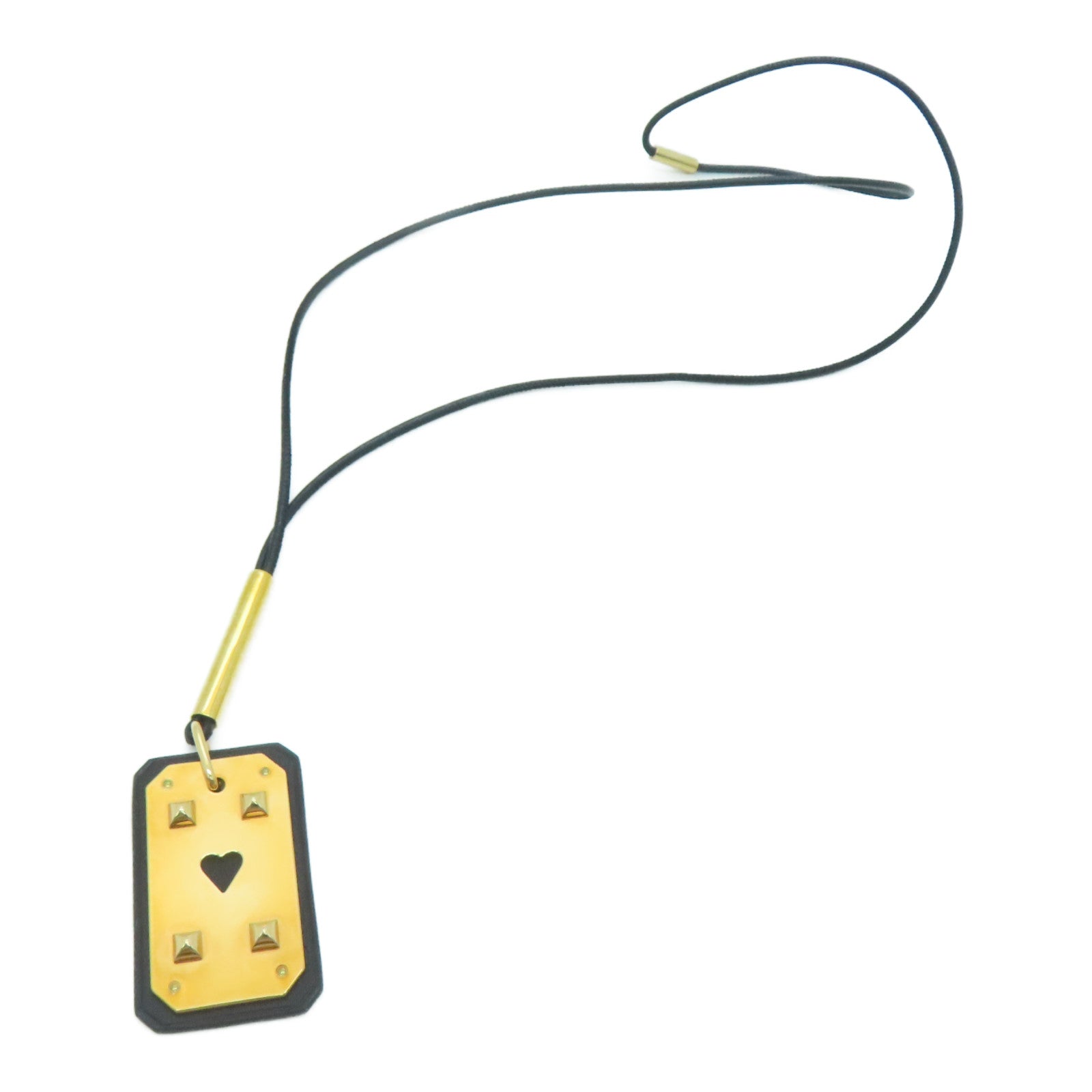 HERMES 【激減優惠精選】Swift皮革/金屬As De Coeur Necklace項鍊黑色金色