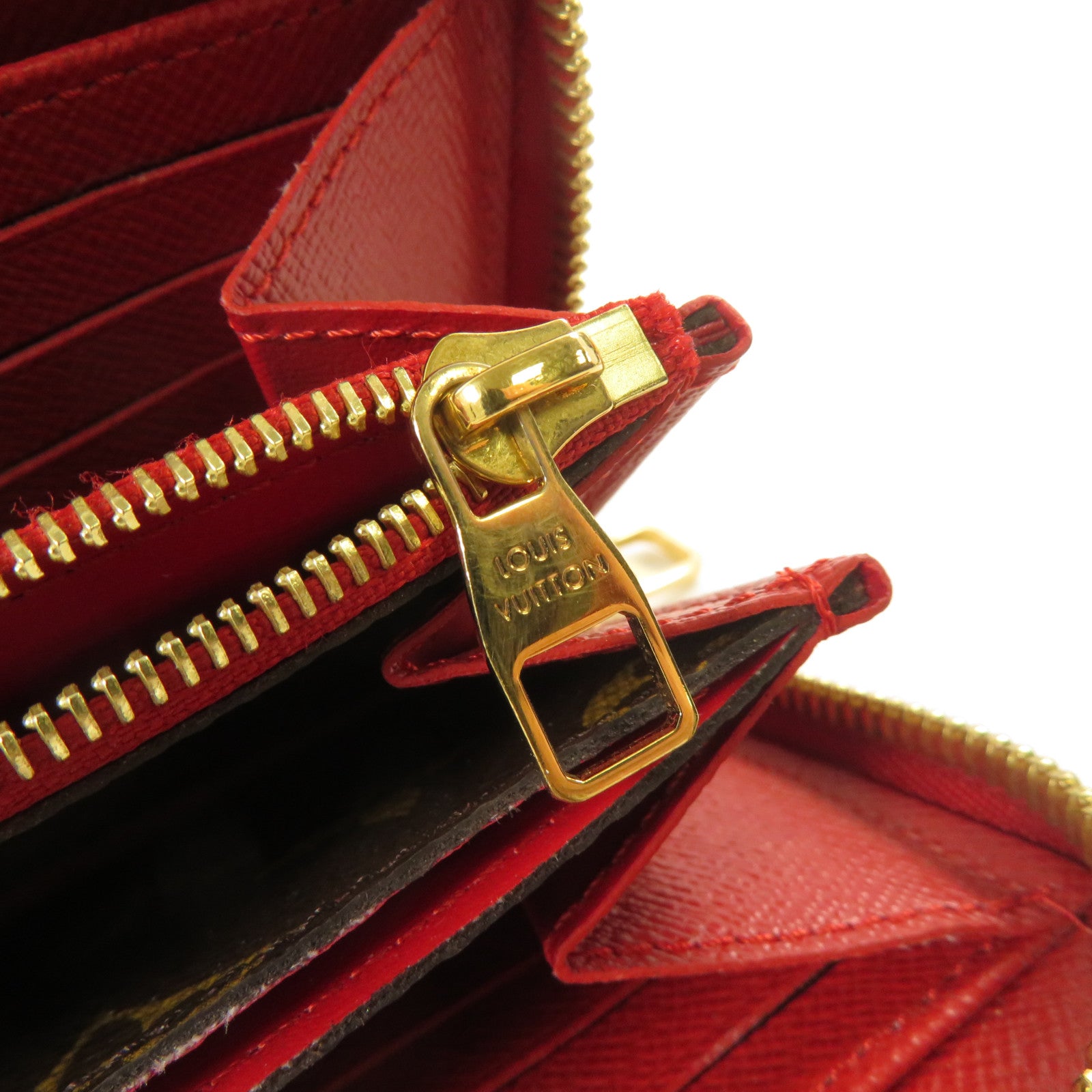 LOUIS VUITTON 【激減優惠】Monogram Zippy Wallet Retiro金扣長錢包紅色/啡色