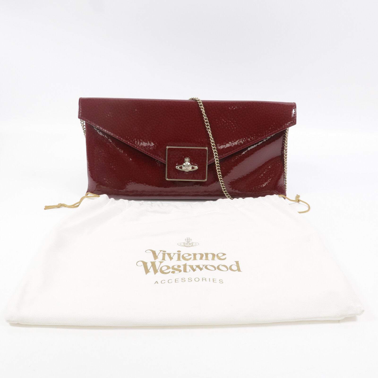 Vivienne Westwood 漆皮皮革Chain Shoulder鏈帶肩背袋