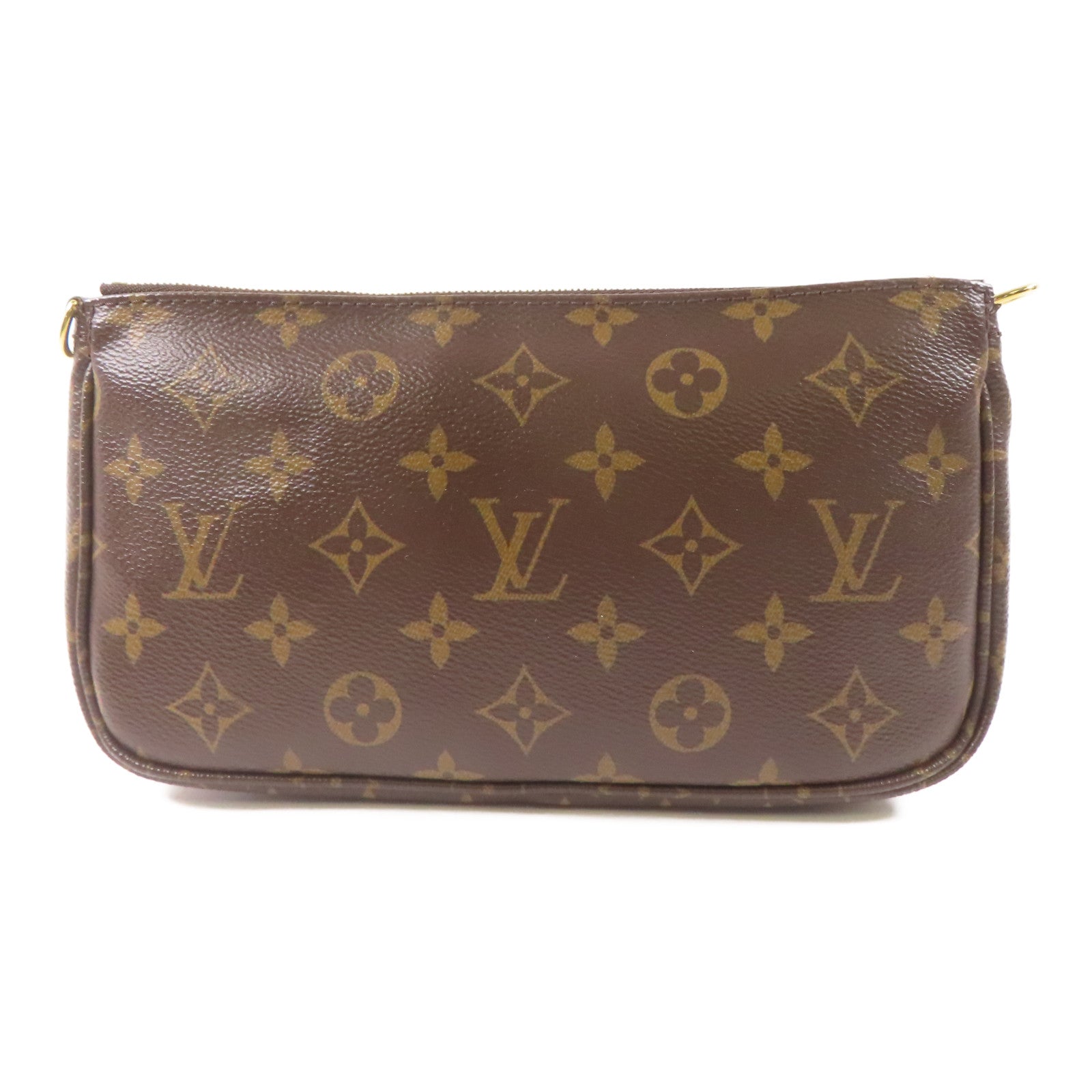 LOUIS VUITTON Monogram Multi Pochette Accessoires金扣肩背袋棕色