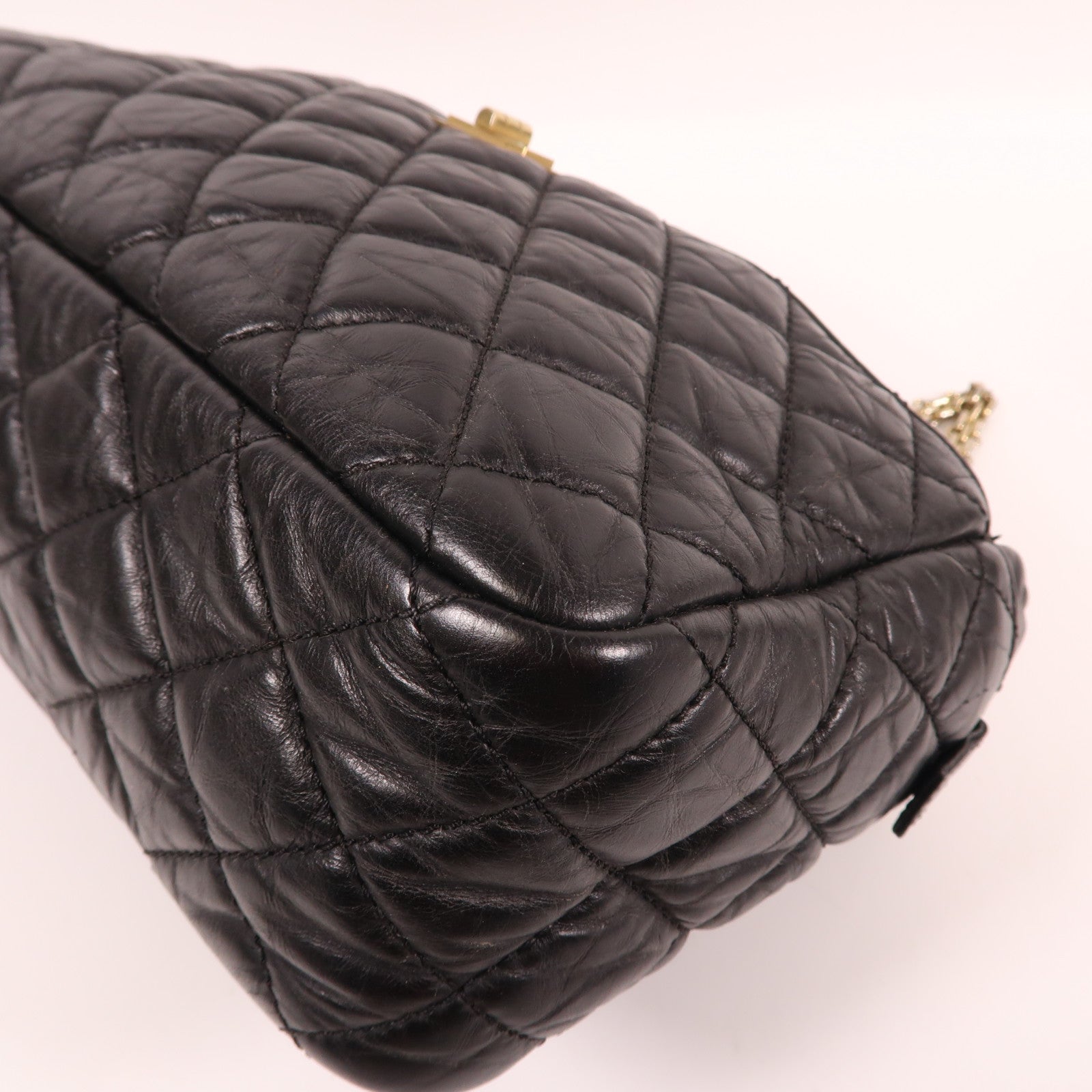 CHANEL 牛皮皮革2.55 Shoulder Bag金扣鏈帶肩背袋黑色