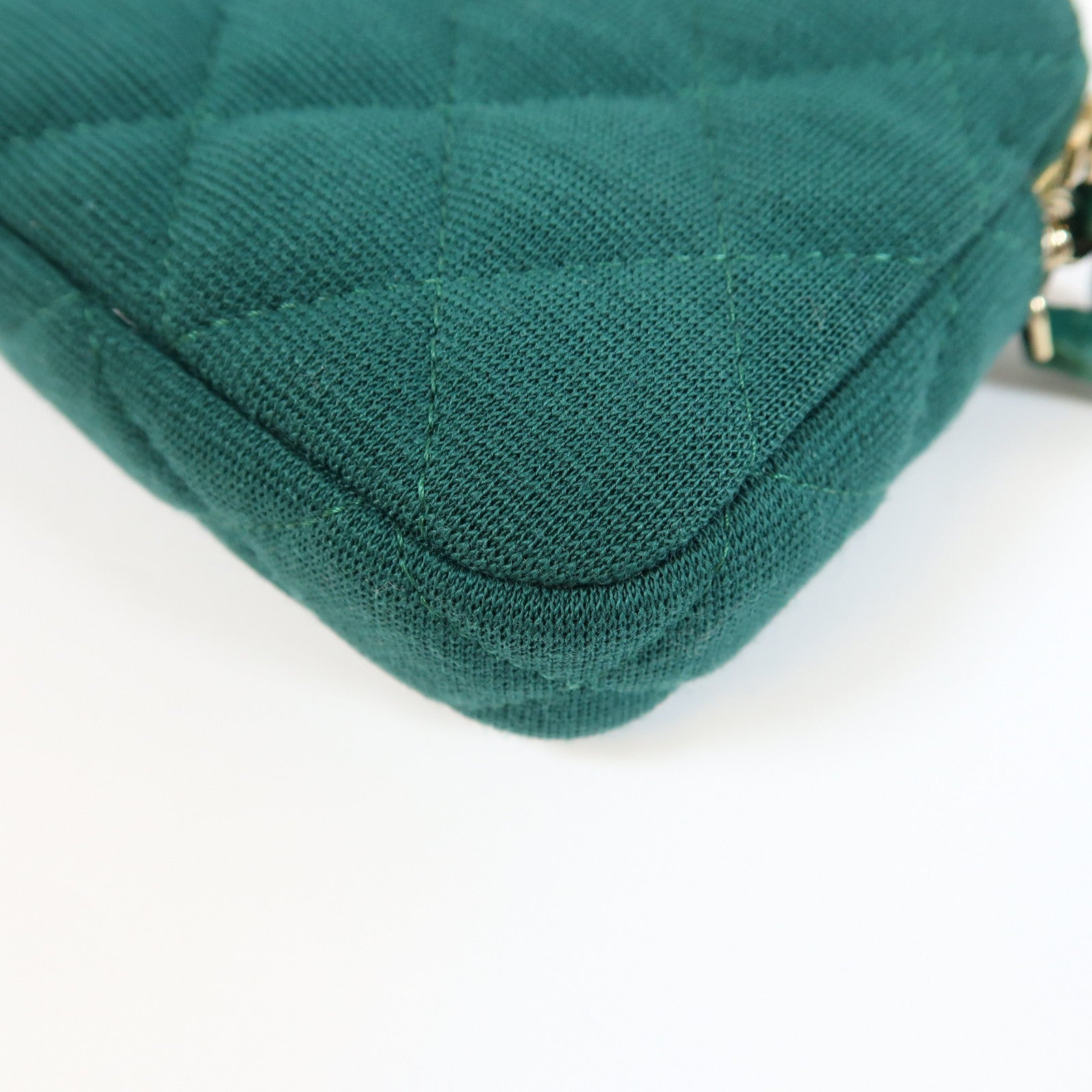 CHANEL 【激減優惠】菱格帆布Chain Shoulder金扣鏈帶肩背袋綠色