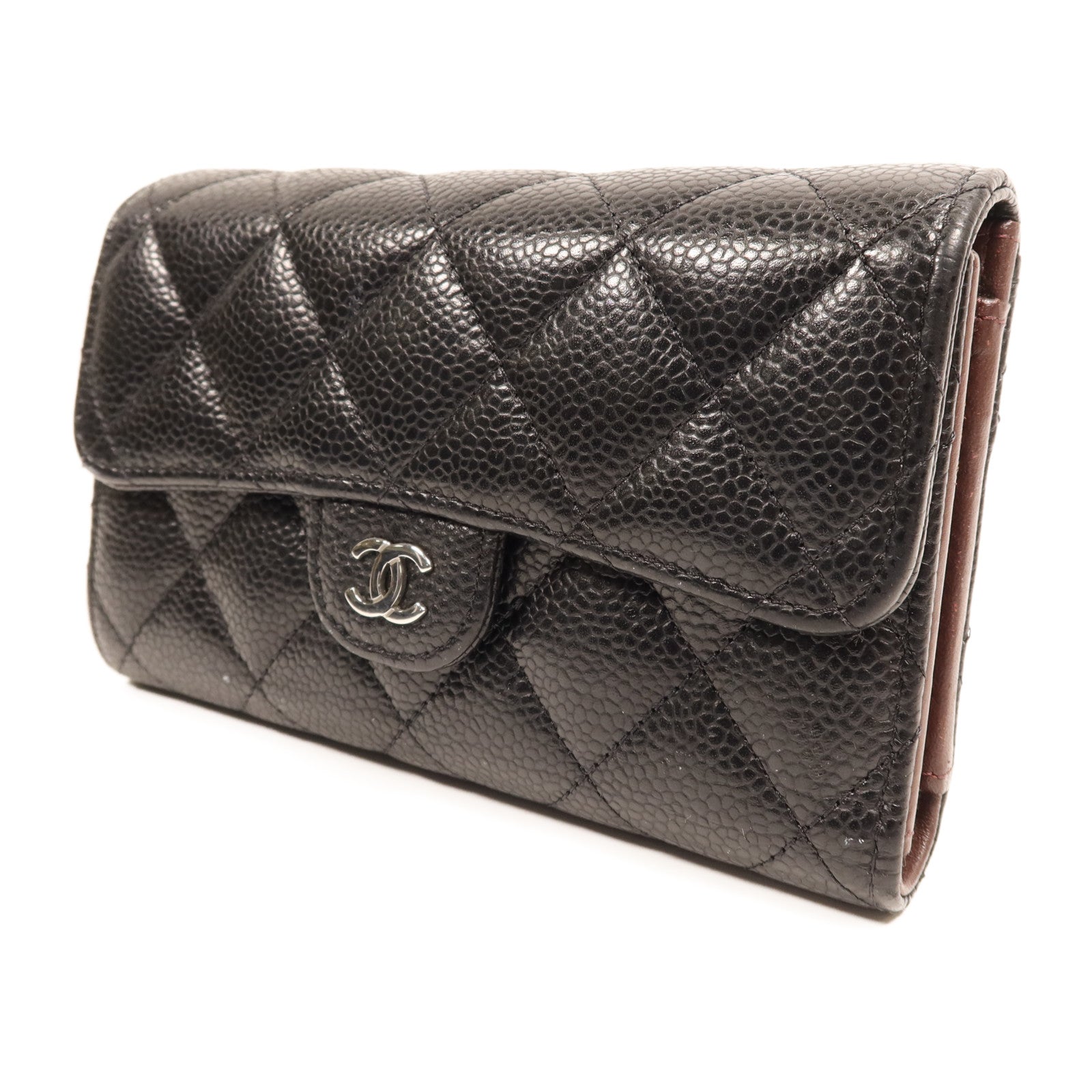 CHANEL 牛皮皮革Medium Wallet銀扣錢包