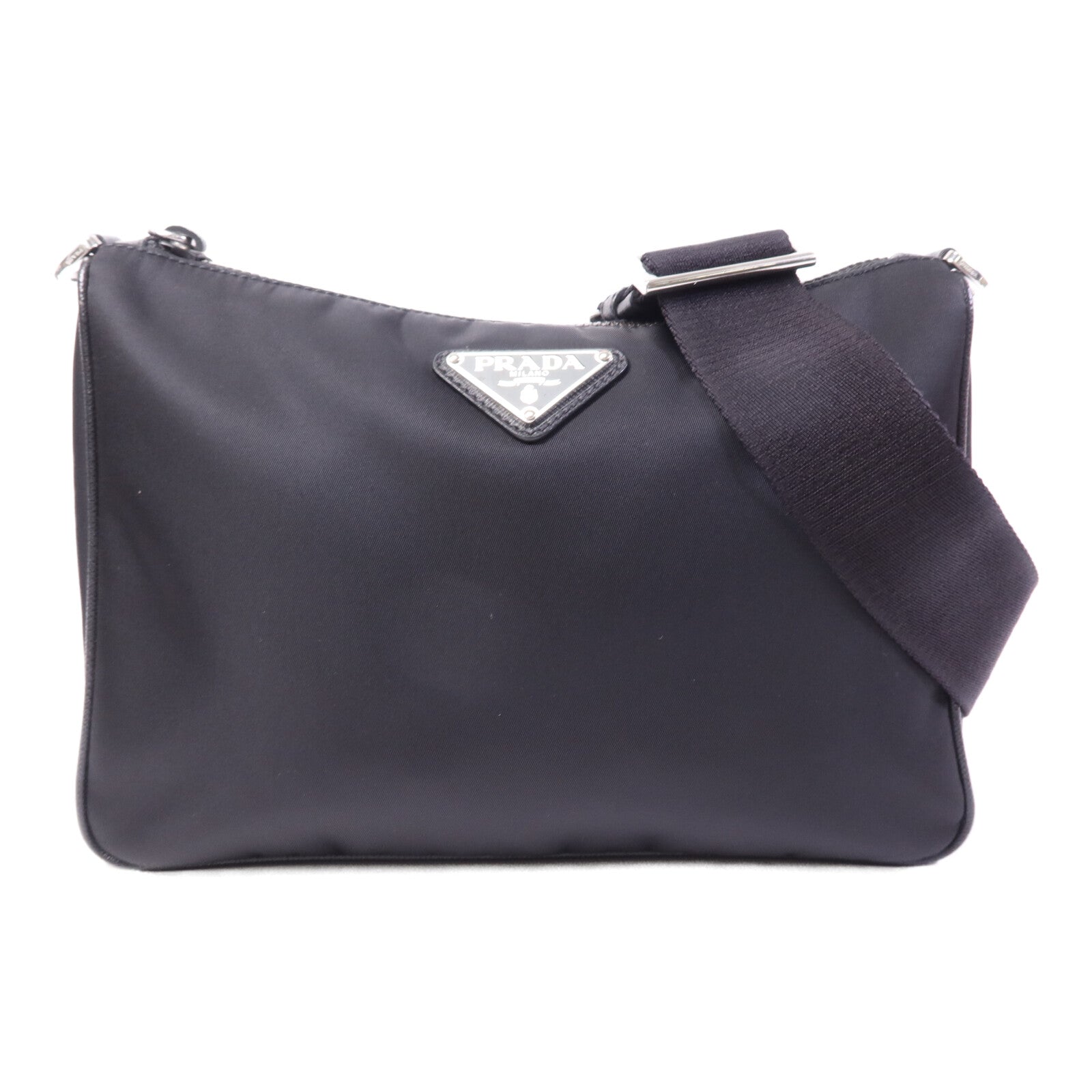 PRADA 尼龍Messenger Bag銀扣肩背袋