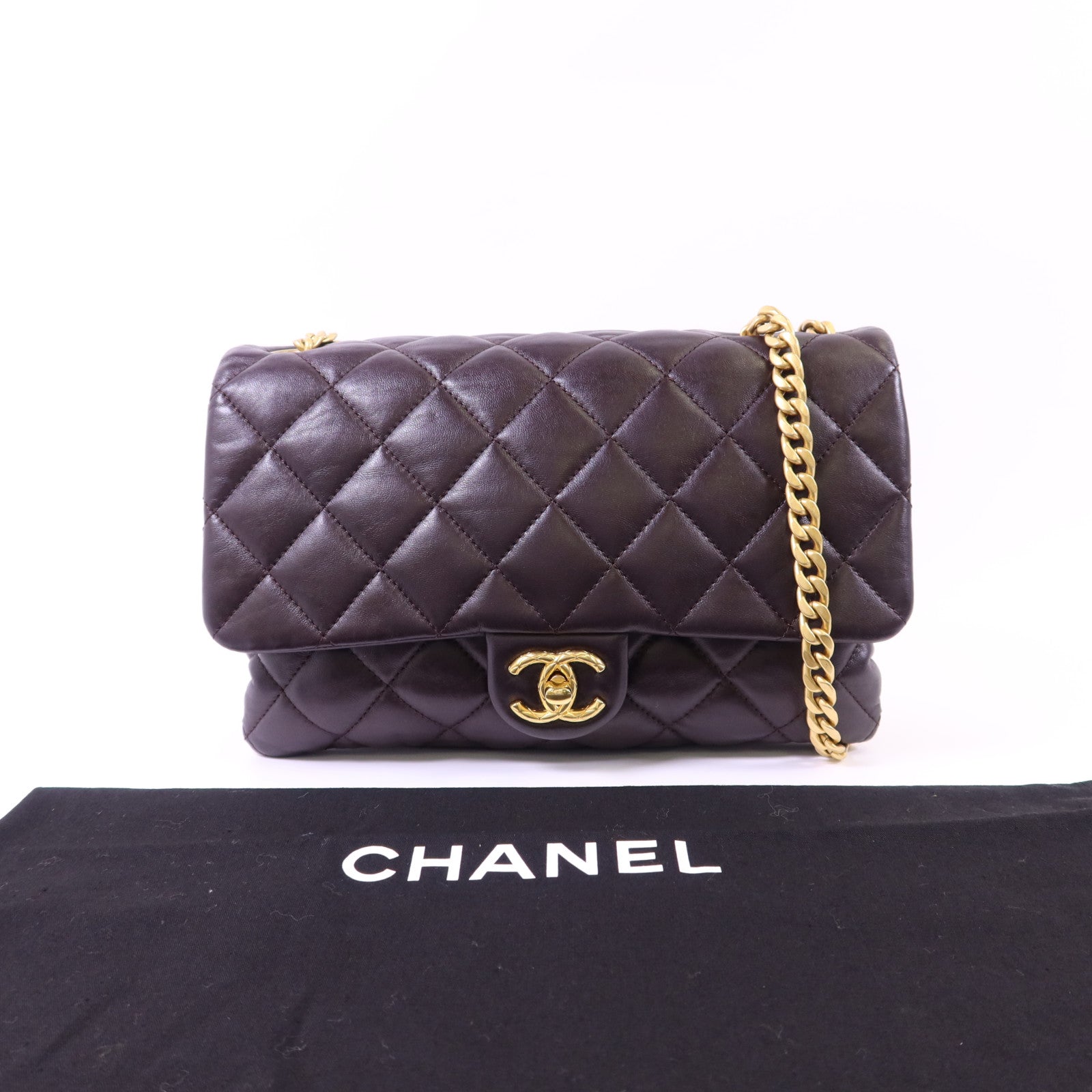 CHANEL 牛皮皮革Chain Shoulder Bag金扣鏈帶肩背袋