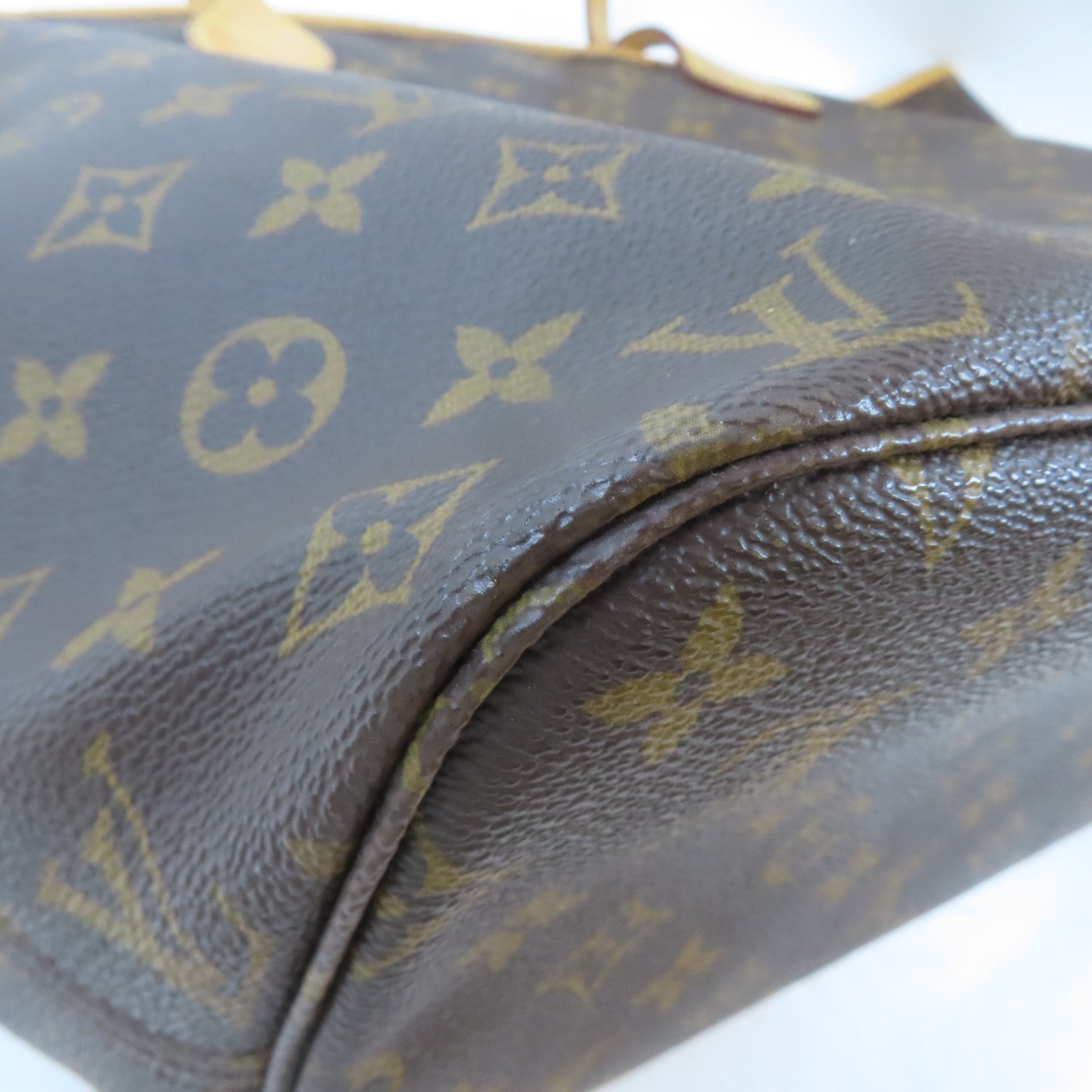 LOUIS VUITTON Monogram Neverfull MM金扣手挽袋啡色
