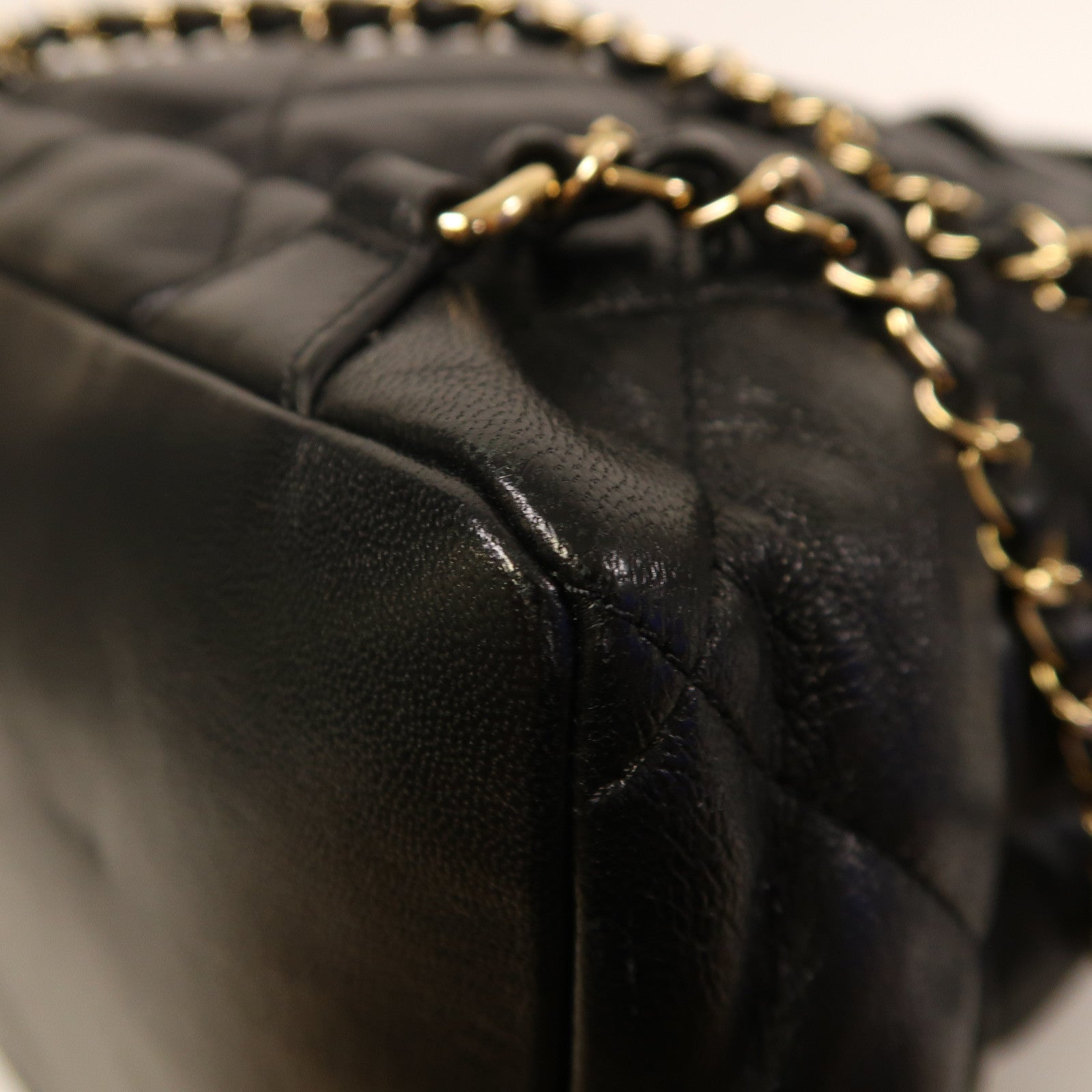 CHANEL 菱格牛皮皮革Backpack金扣背包黑色