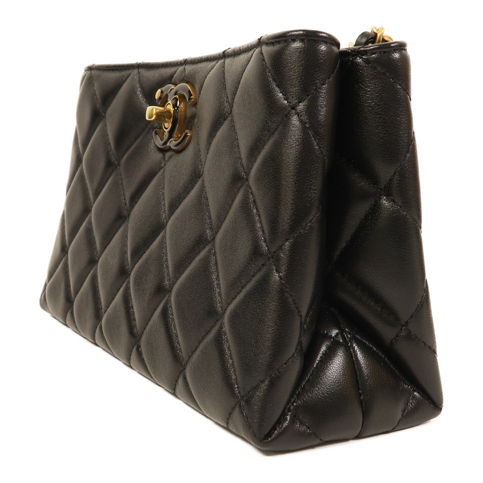 CHANEL 羊皮皮革Chain Shoulder金扣鏈帶肩背袋