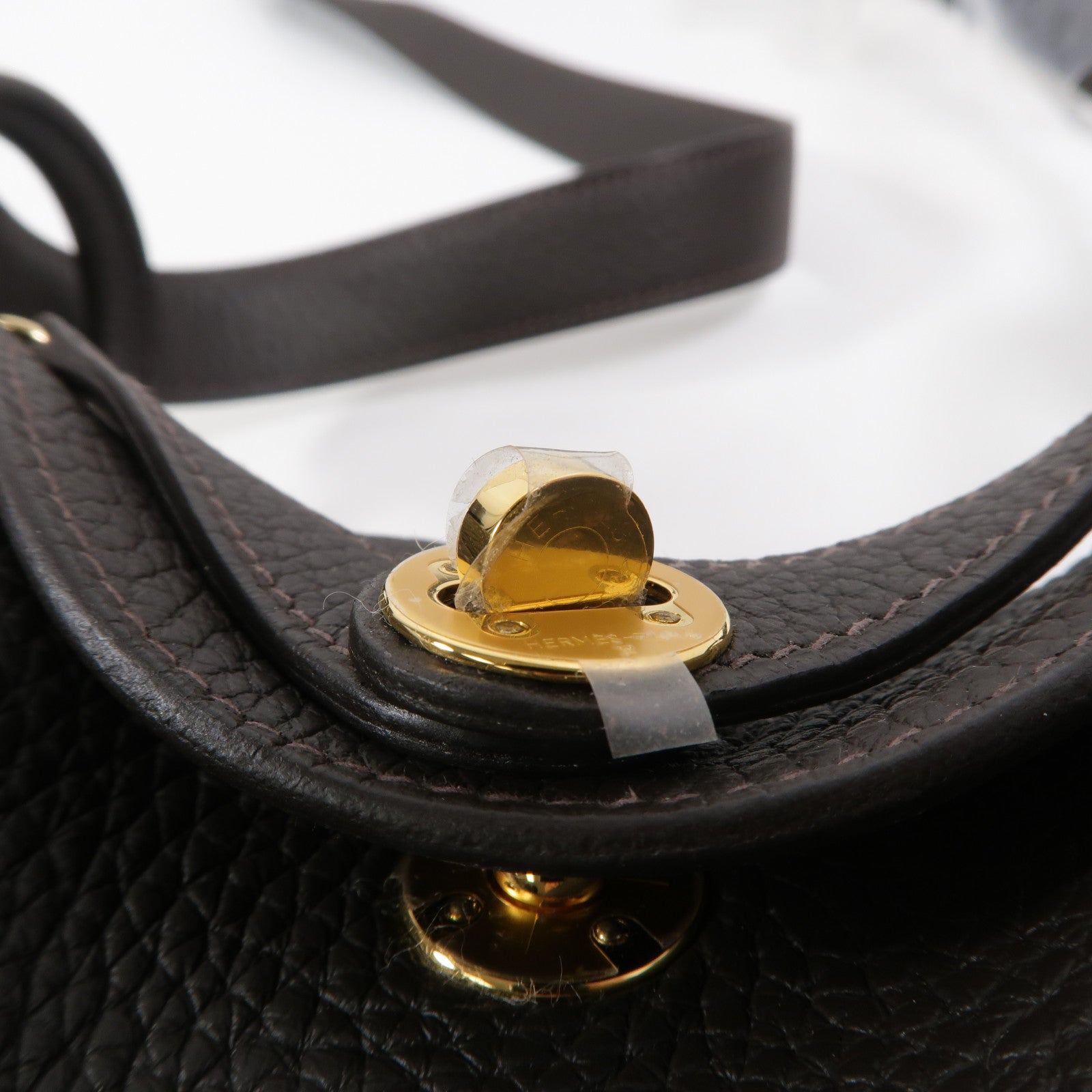 HERMES Clemence皮革Mini Lindy金扣手挽肩背兩用袋Bai Brun