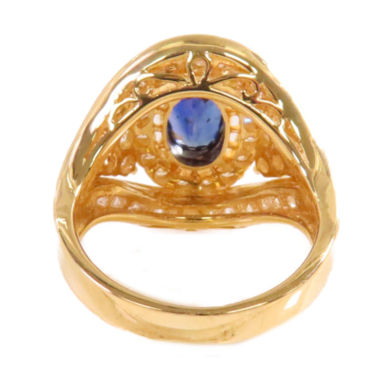 JEWELRY 【激減優惠】18K黃金/1.36ct藍寶石/1.8ct鑽石Sapphire Diamond Ring戒指US#5.25