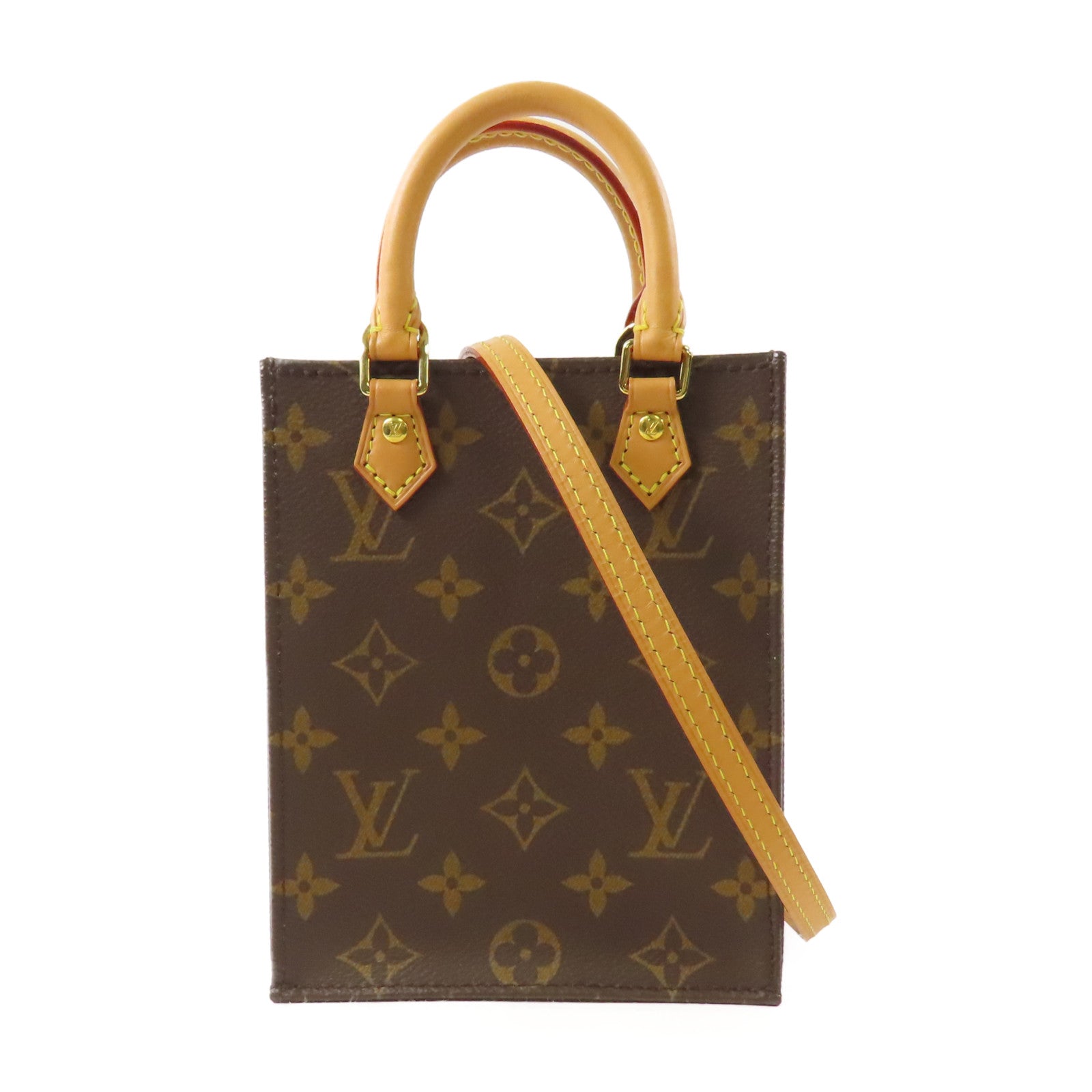LOUIS VUITTON 【激減優惠】Monogram Petit Sac Plat金扣手挽肩背兩用袋