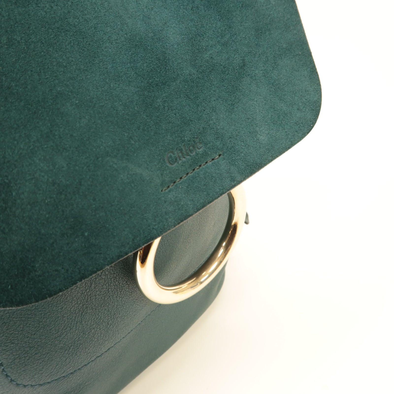 Chloe 【激減優惠】麂皮/牛皮皮革Backpack金扣背包綠色
