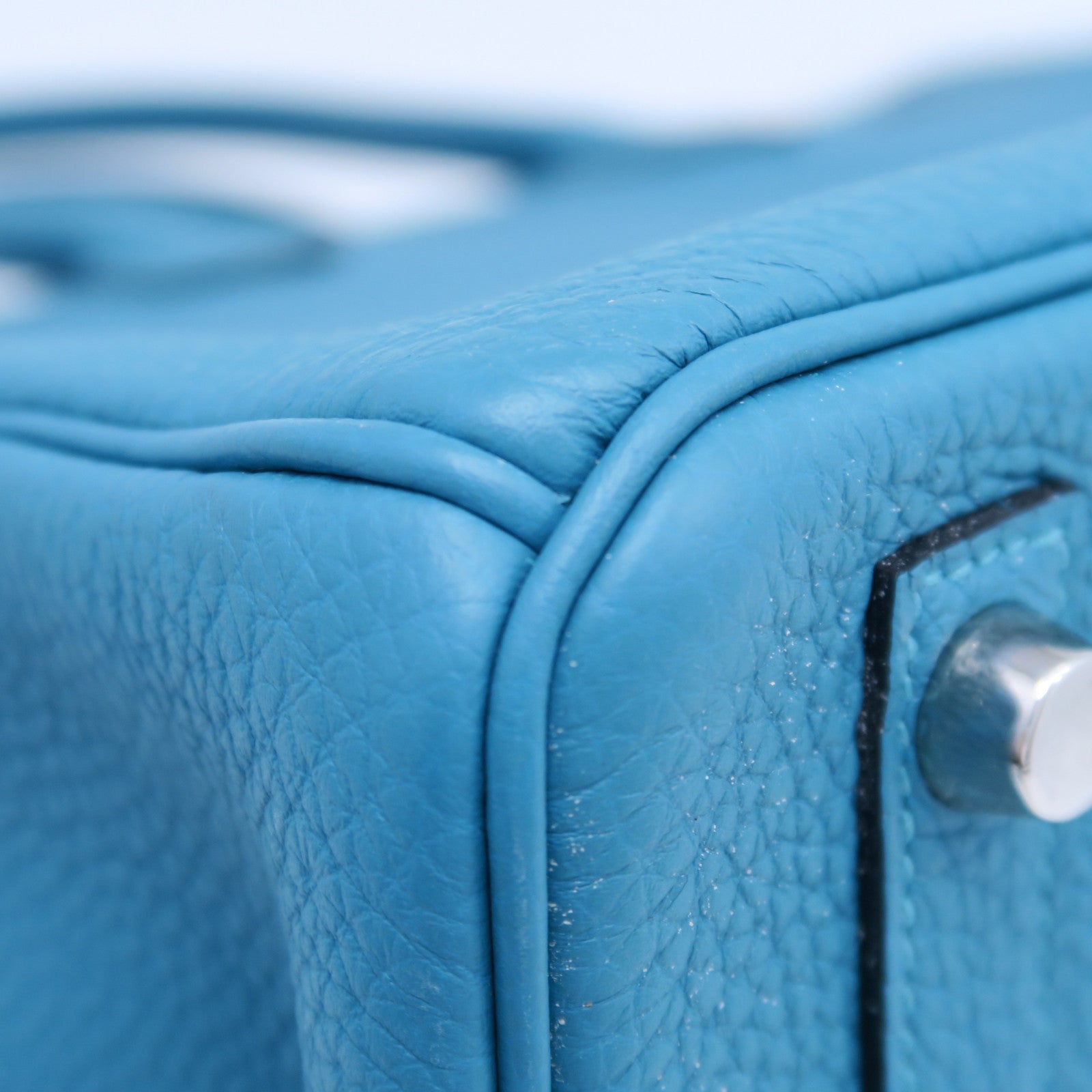 HERMES 【激減優惠】Togo皮革Birkin 25銀扣手挽袋土耳其亮藍