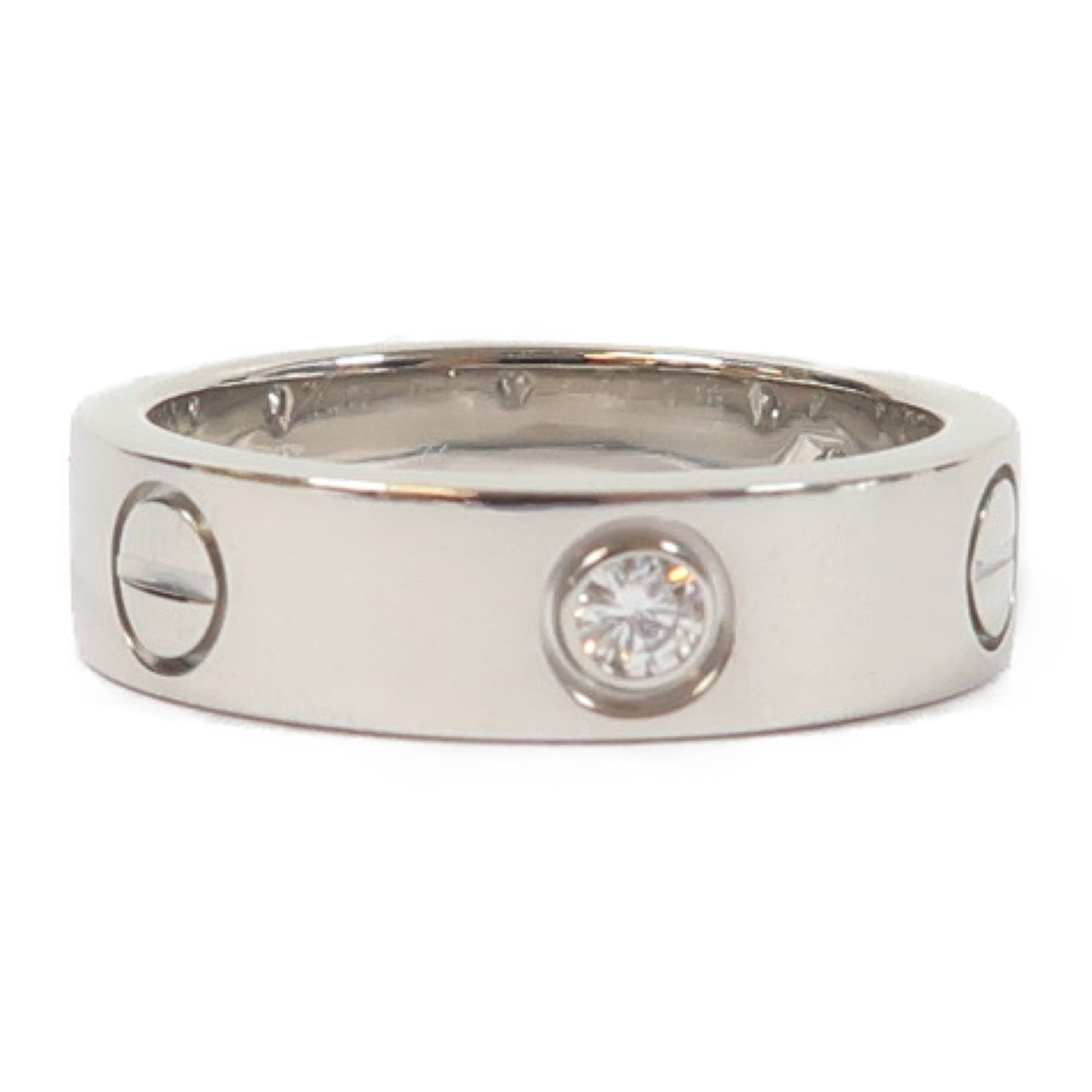 CARTIER 18K白金Love Ring 3 Diamonds鑽石戒指銀色US#6.75