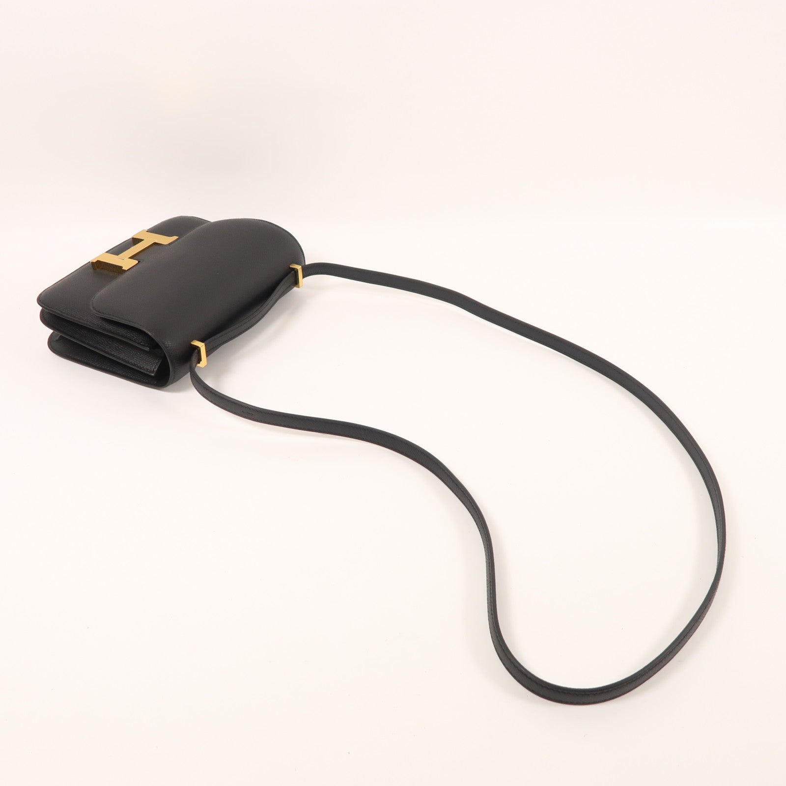 HERMES Epsom皮革Constance Mini金扣肩背袋Noir