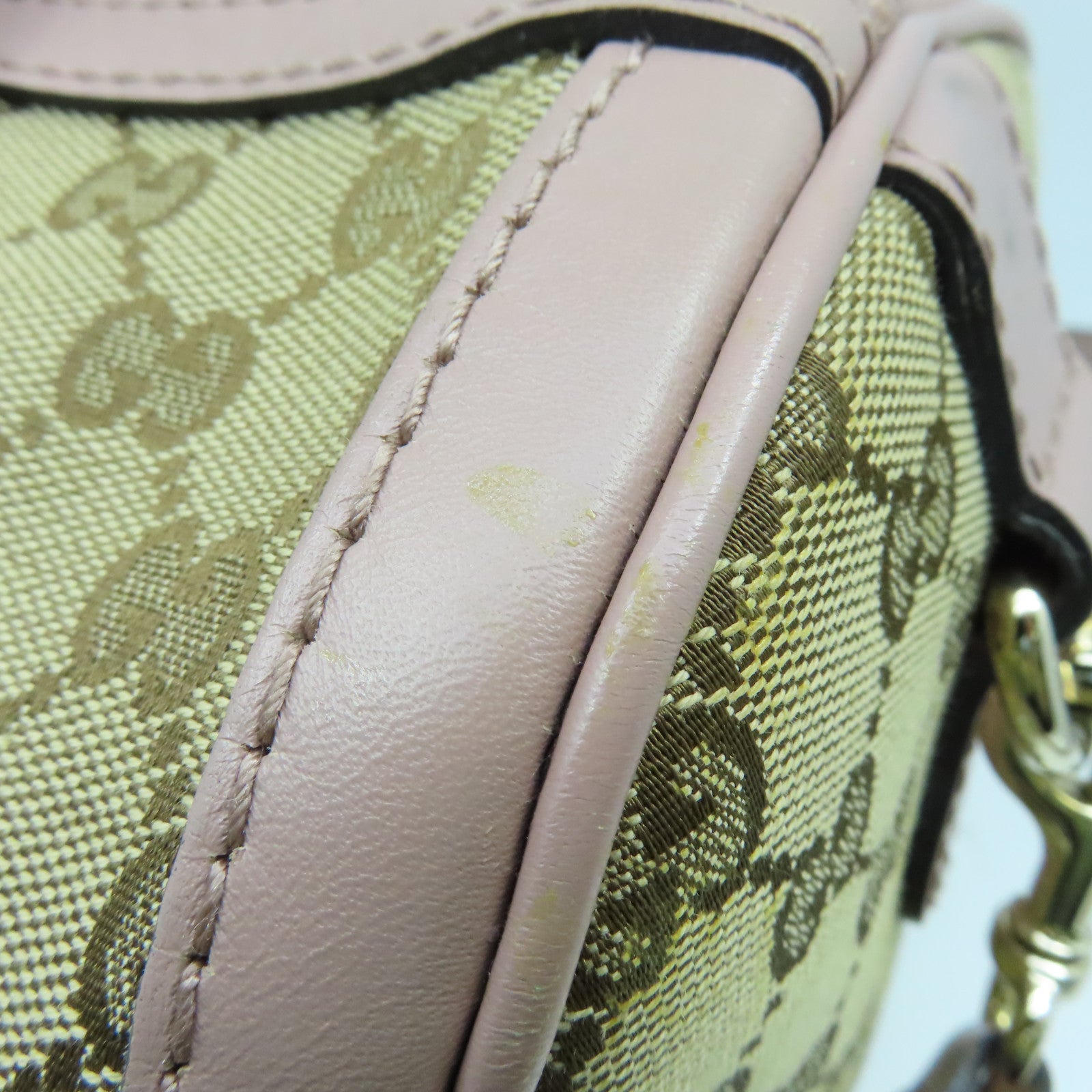 GUCCI 帆布2way Shoulder Bag金扣手挽肩背兩用袋啡色/粉紅色
