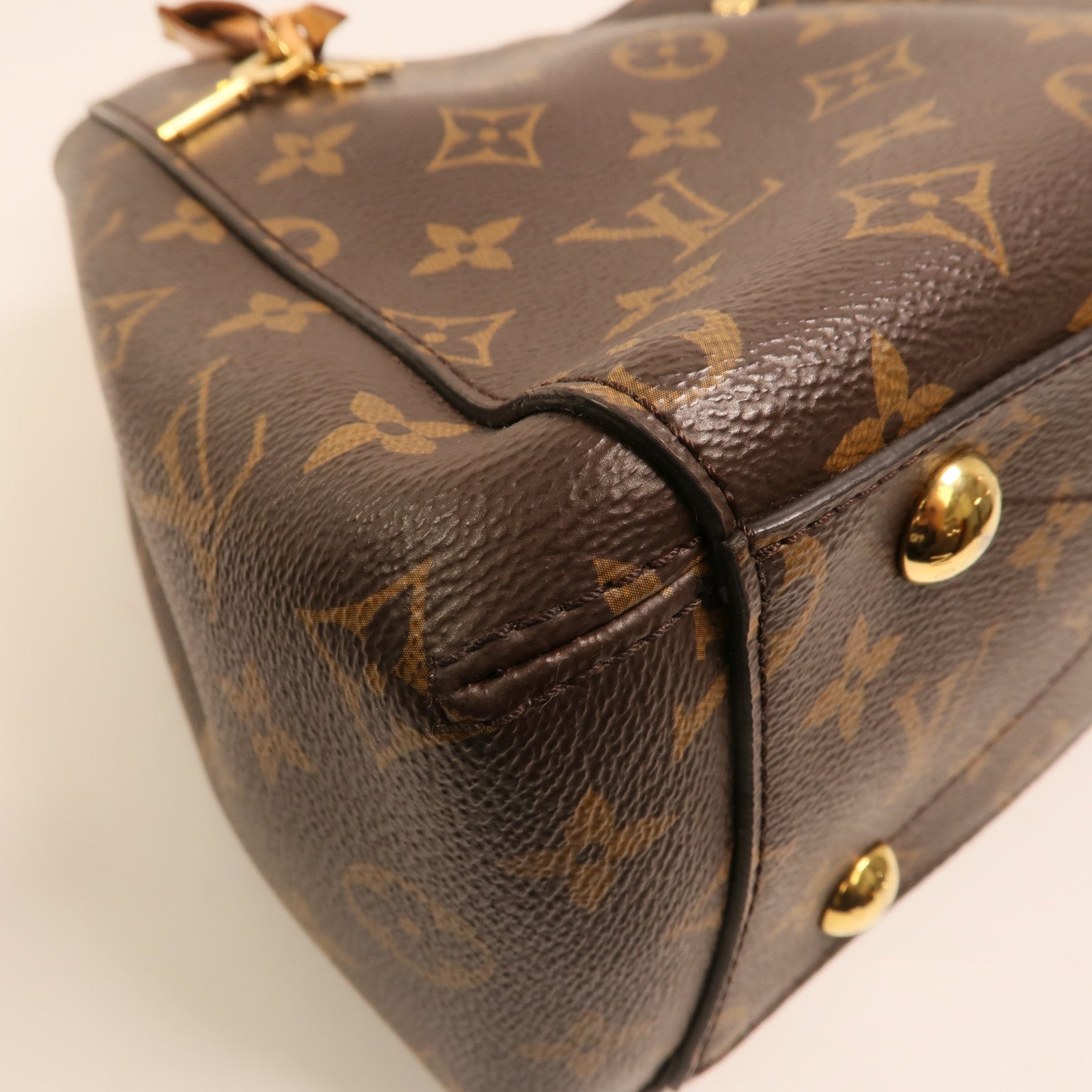LOUIS VUITTON Monogram Montaigne BB金扣手挽肩背兩用袋棕色