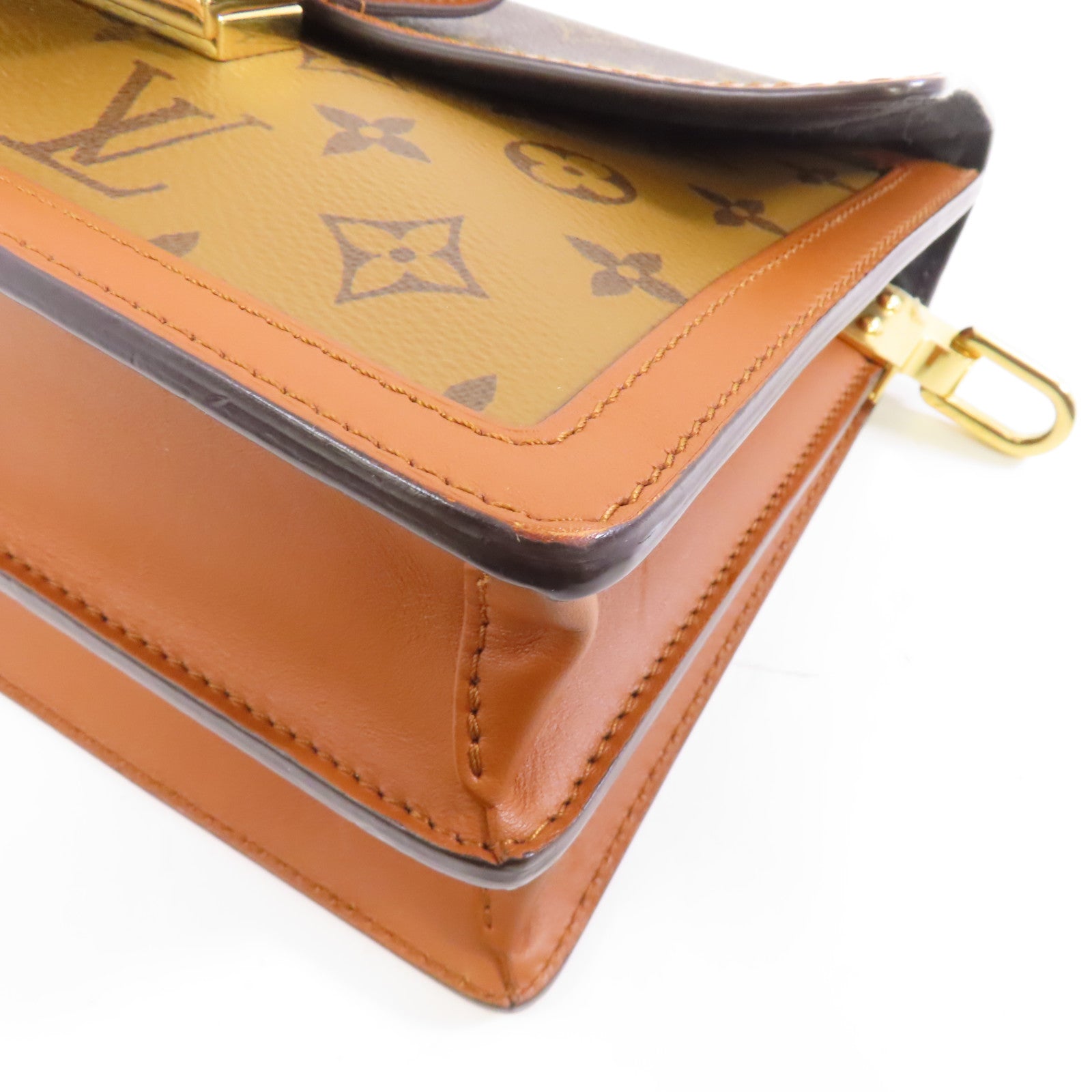 LOUIS VUITTON 【激減優惠】Monogram/Monogram Reverse Dauphine MM金扣手挽肩背兩用袋啡色