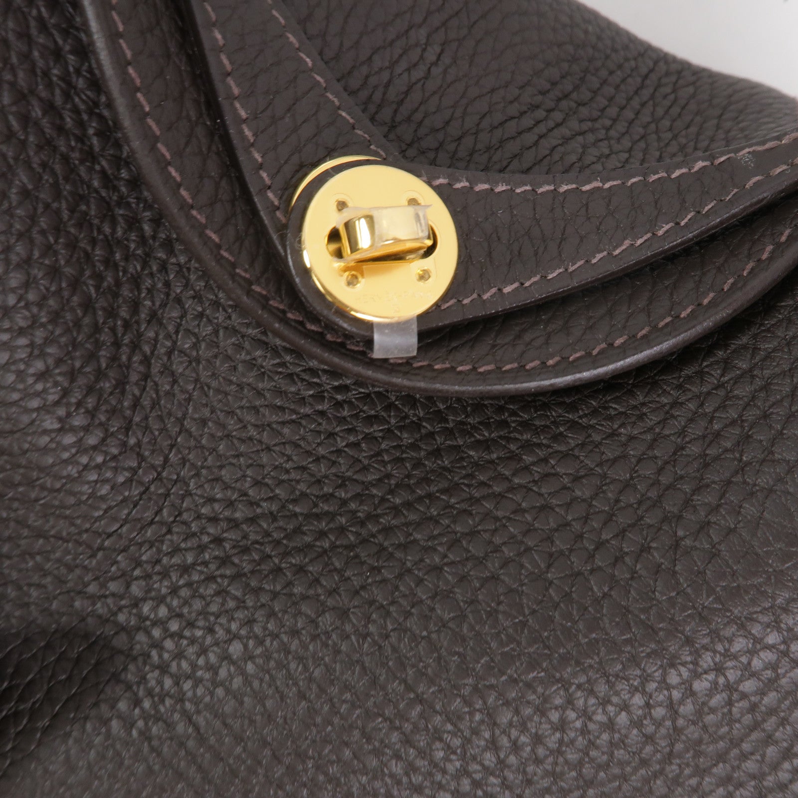 HERMES Clemence皮革Mini Lindy金扣手挽肩背兩用袋Bai Brun