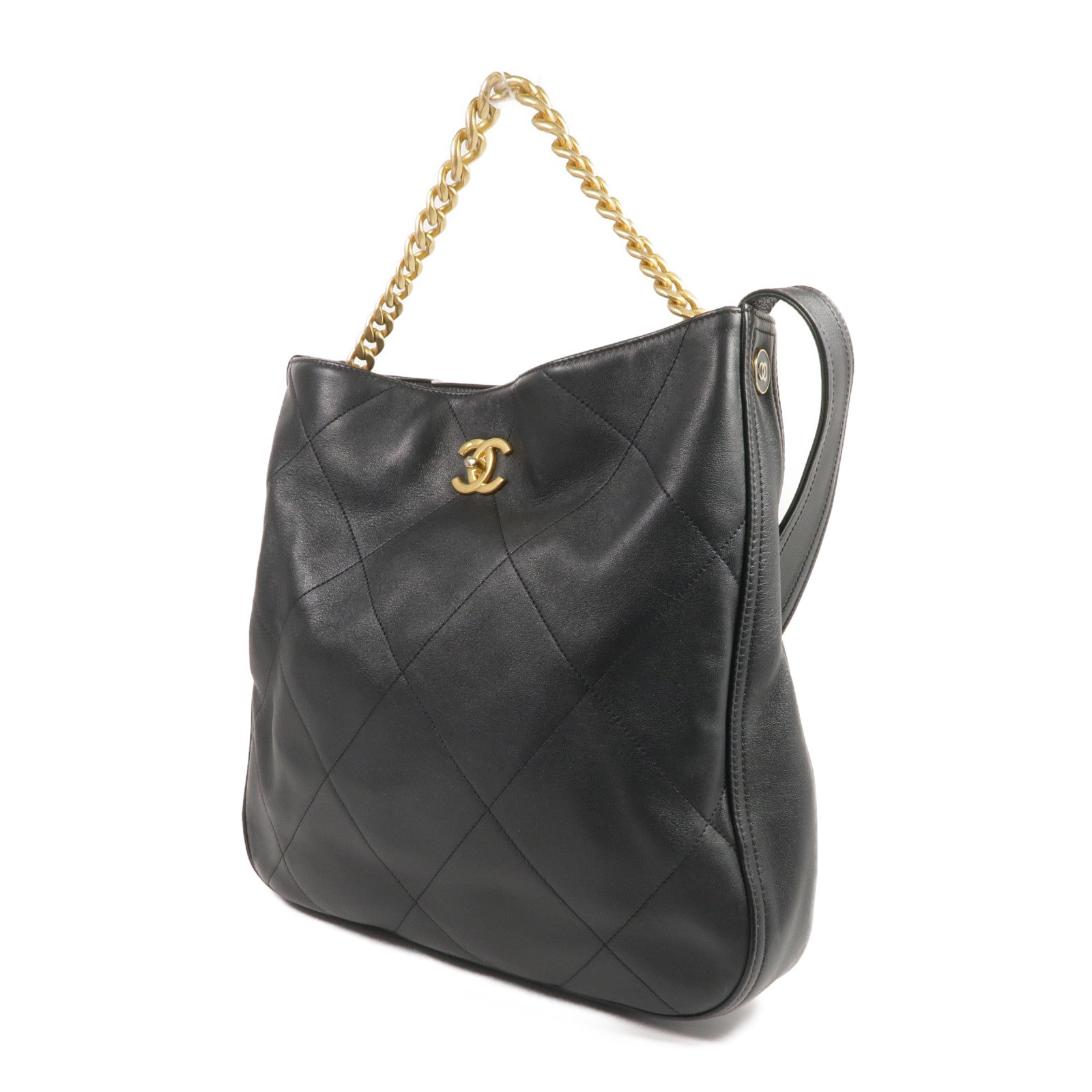 CHANEL 牛皮皮革Easy Mood Hobo Large金扣手挽肩背兩用袋